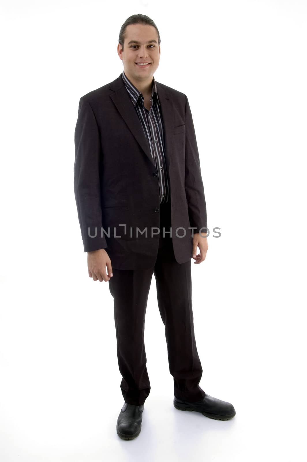 standing adult businessman on an isolated white background