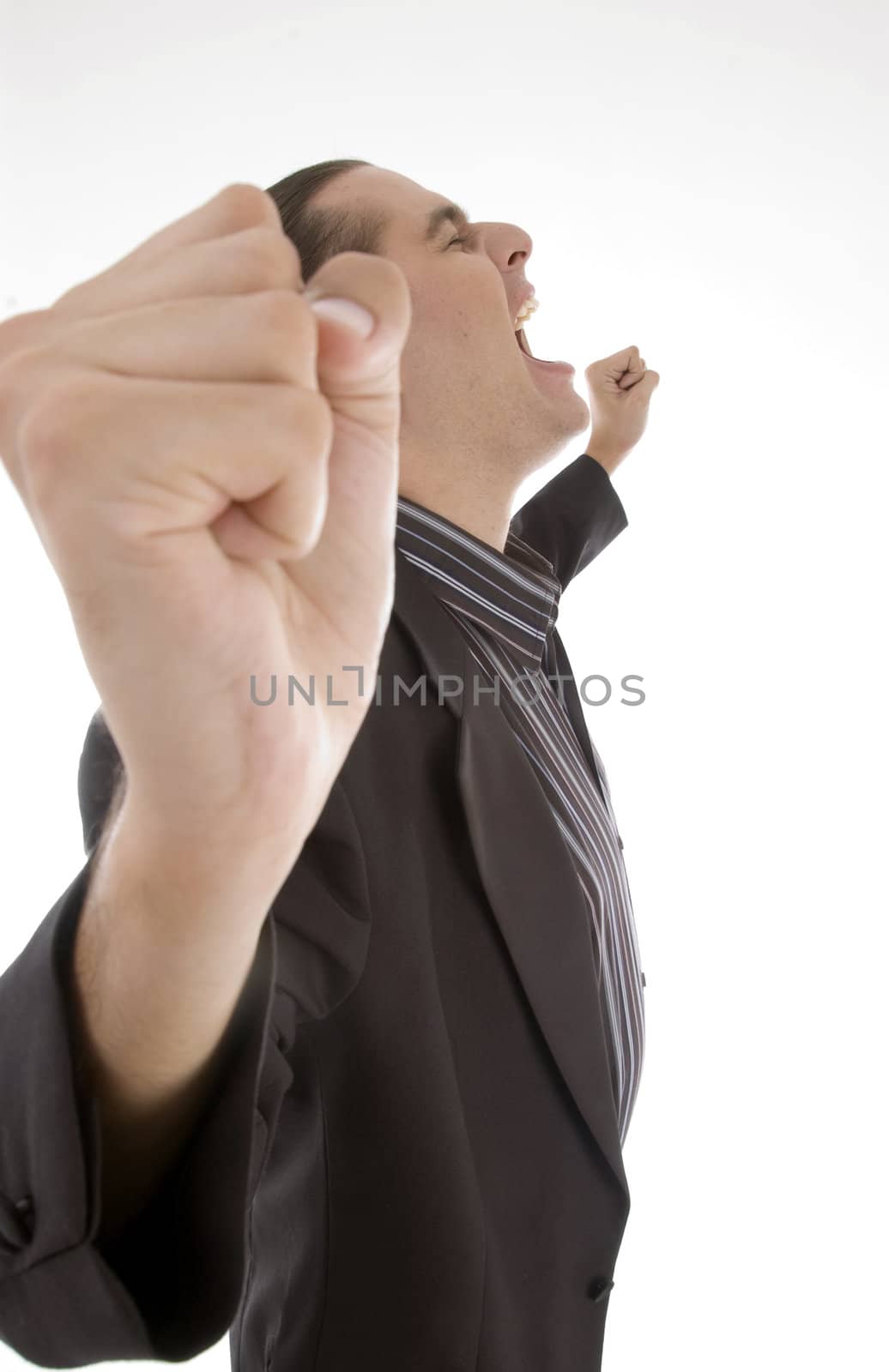 side pose of successful businessman on an isolated background