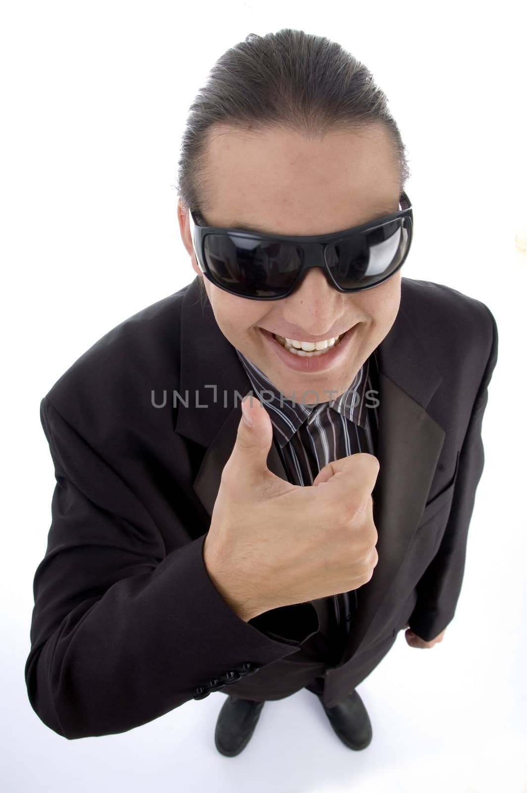 service provider wearing eyeglasses on an isolated white background
