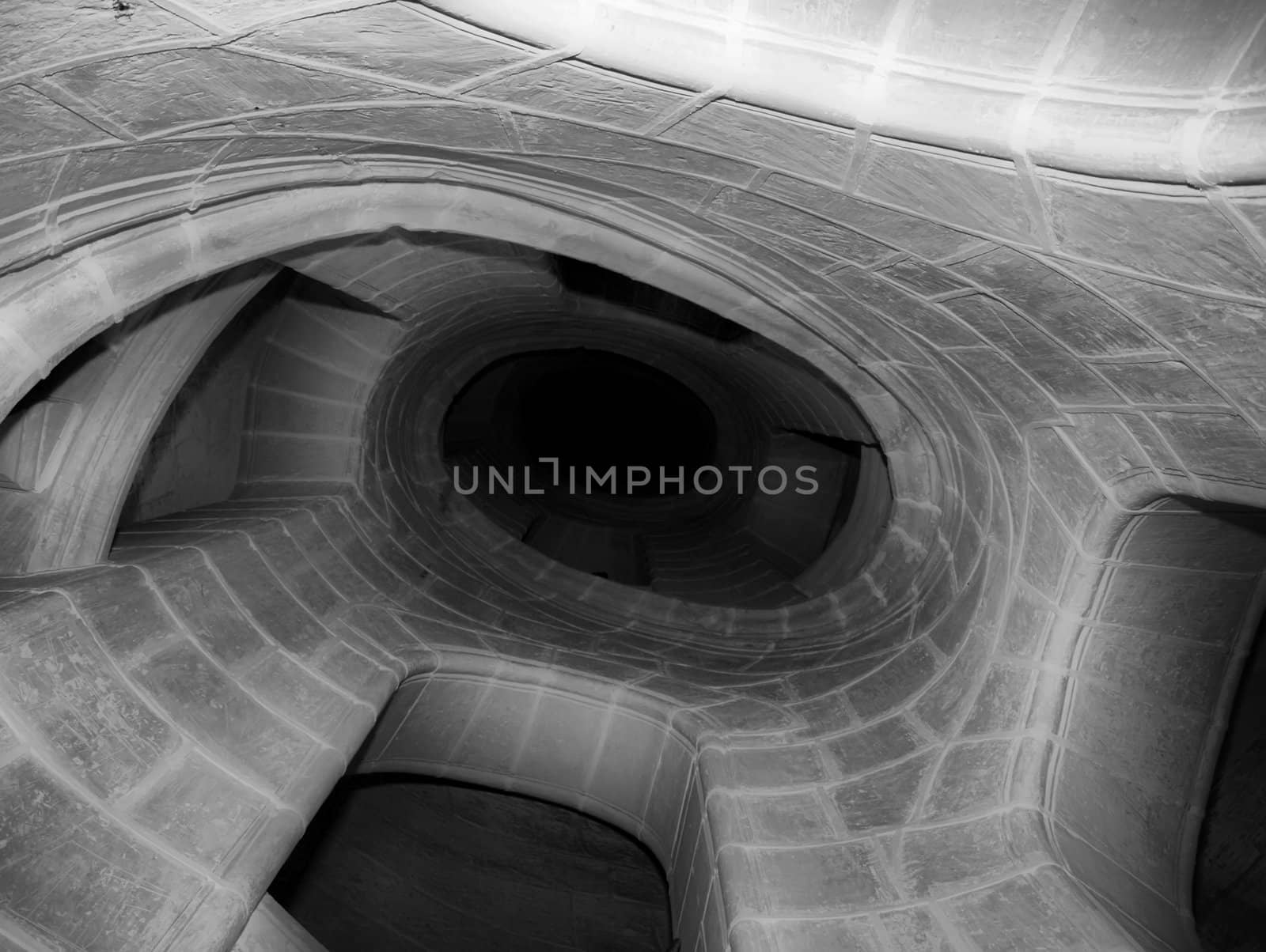 Abstract view of spiral staircase inside Verdala Castle in Malta