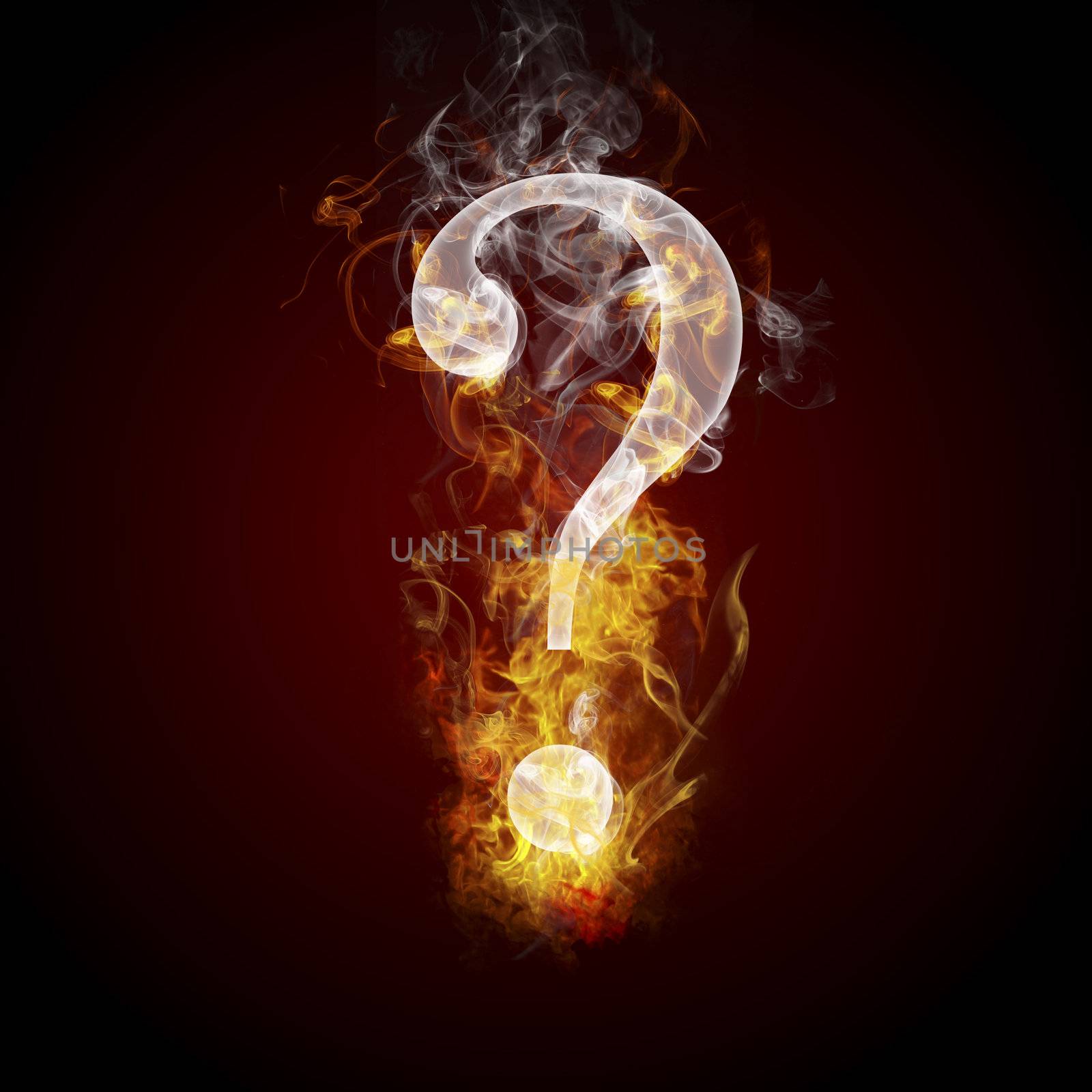 Question symbol burning, fire