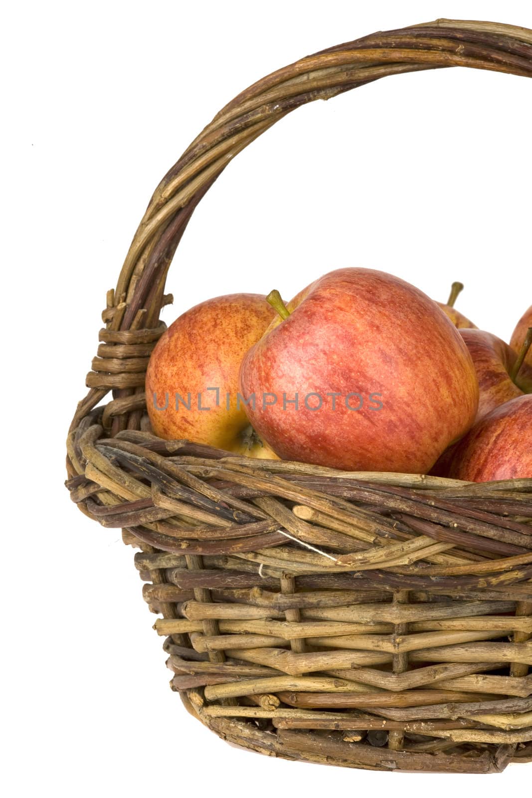 a basket with red apples