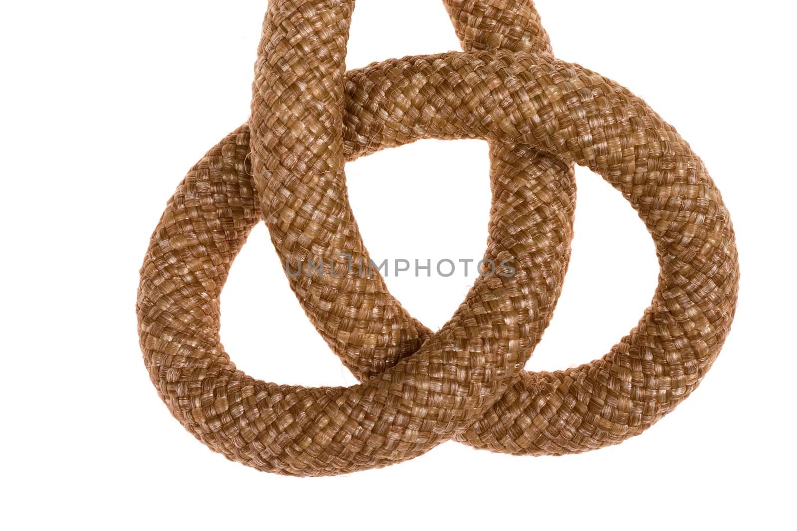 knot on rough rope isolated on white