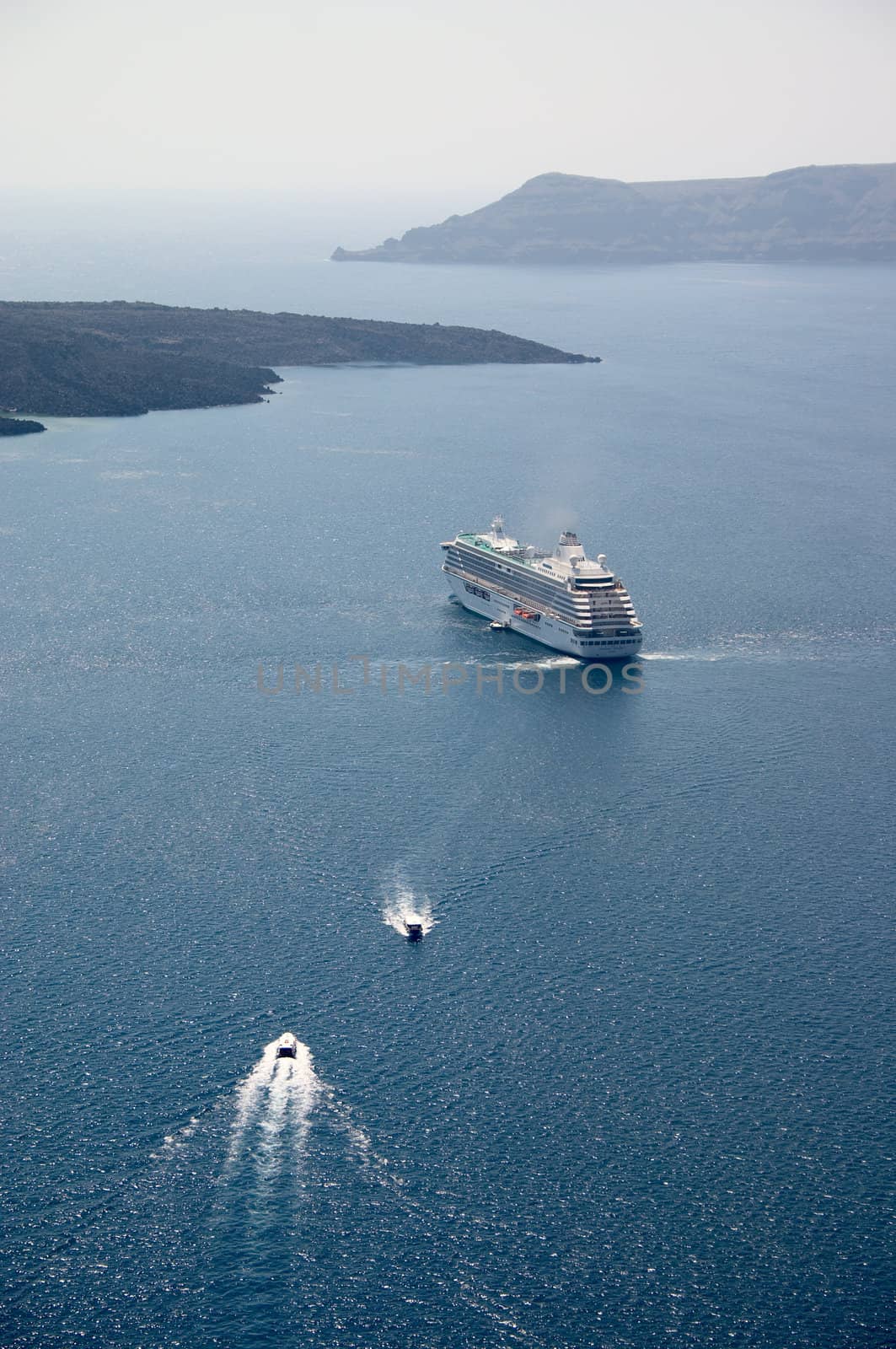 cruise liner and boat