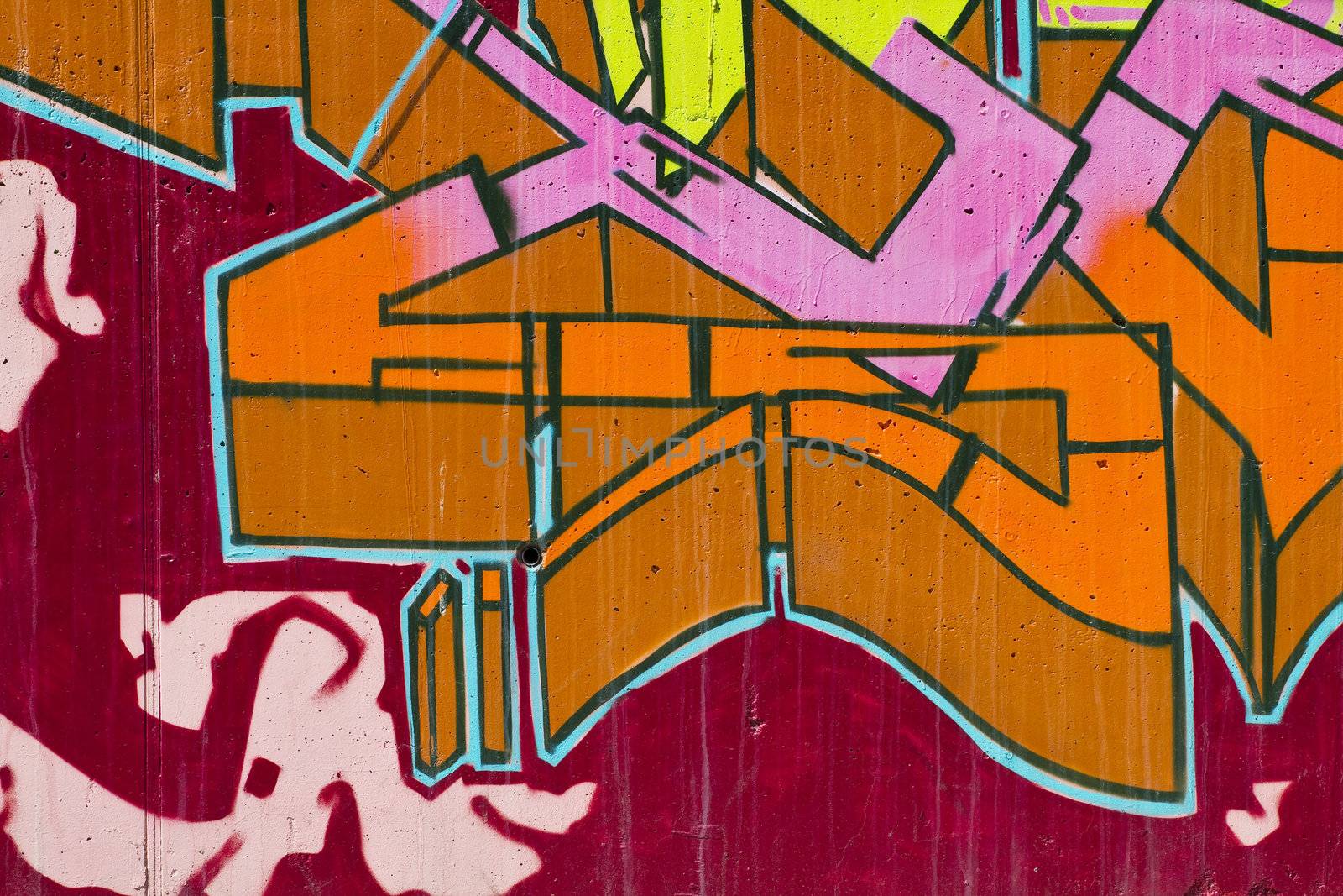 Colorful segment of a graffiti in Spain