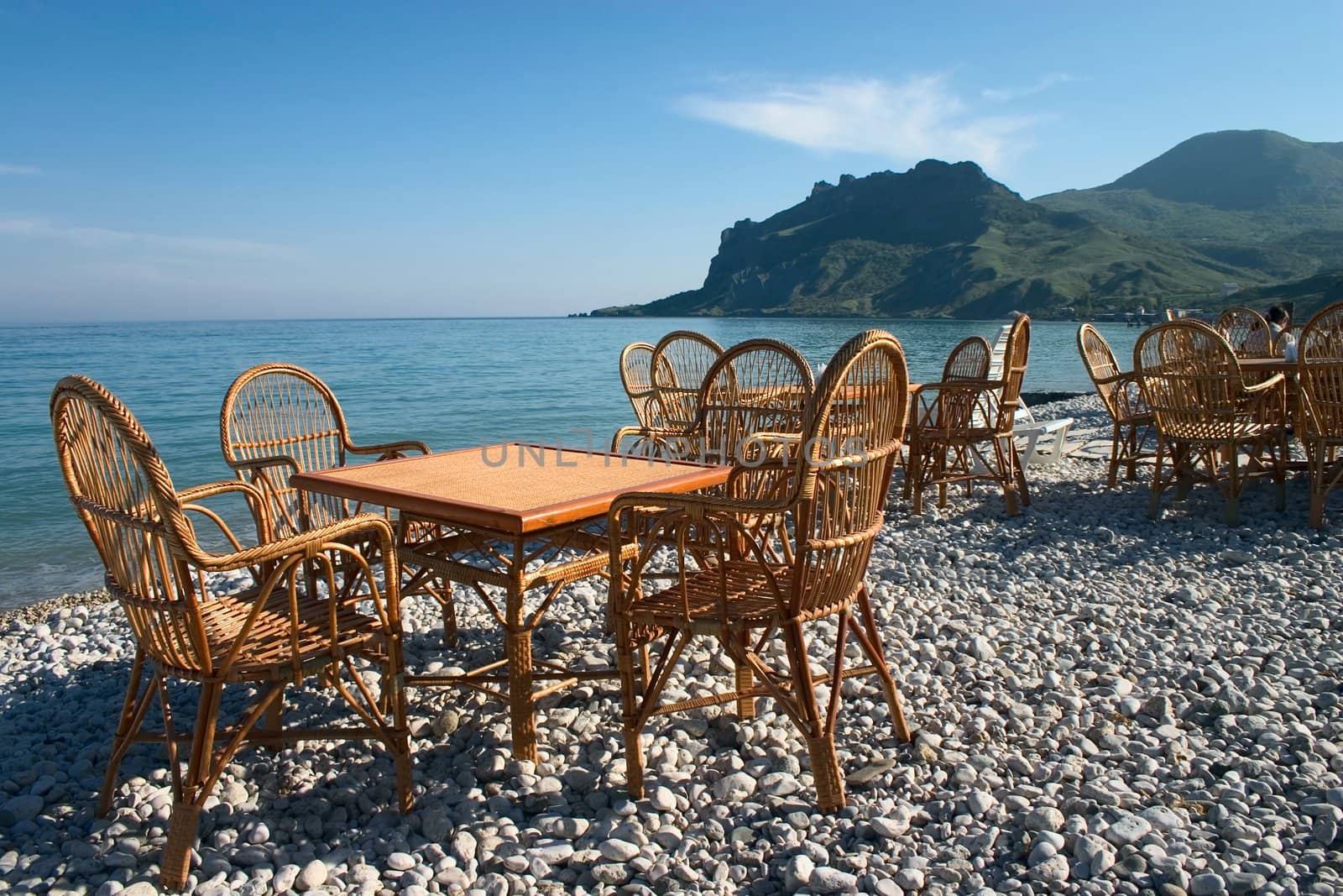 open-air cafe at the seaside