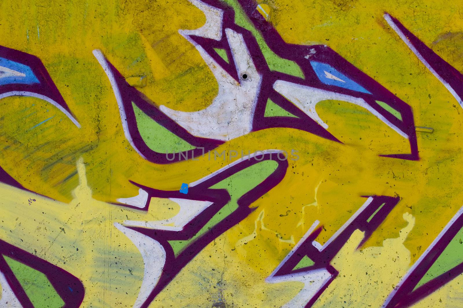 Colorful segment of a graffiti in Spain