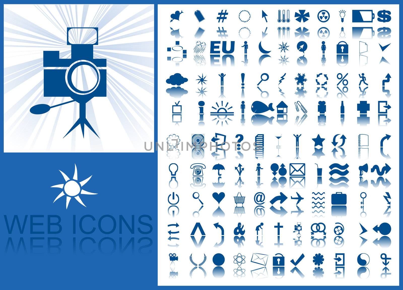 Collection of icon for web design in blue tones