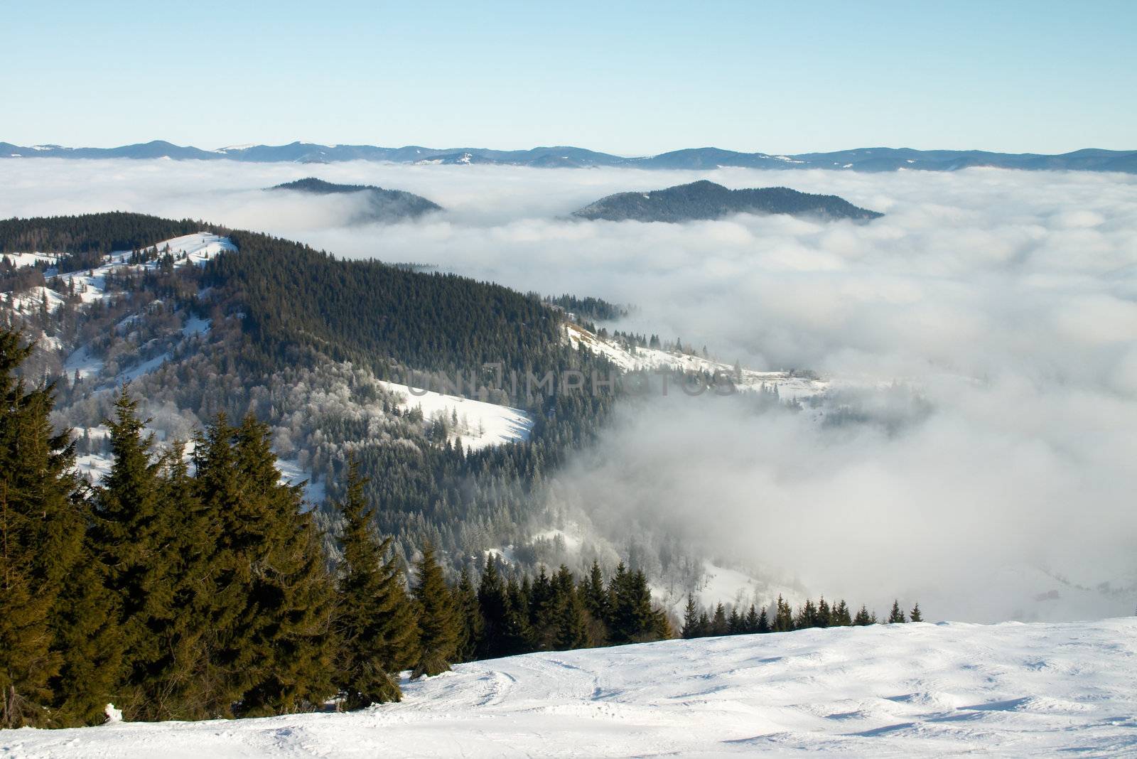 mountains under white clods by Ukrainian