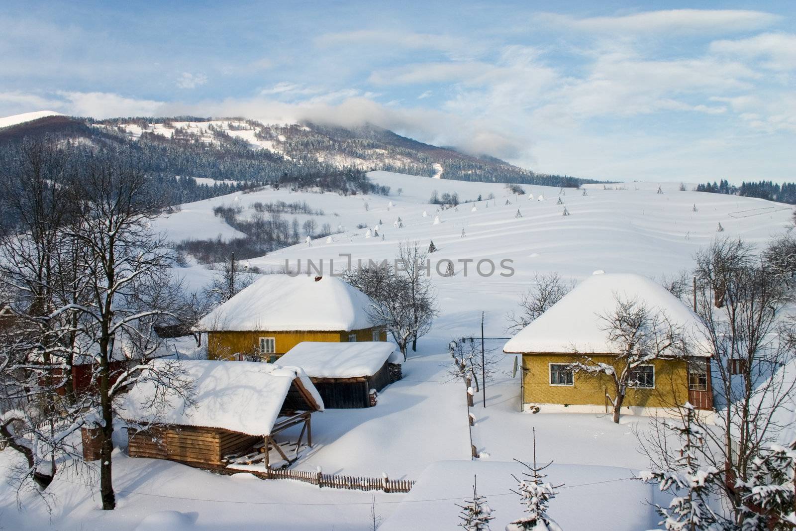 Snowy houses by Ukrainian