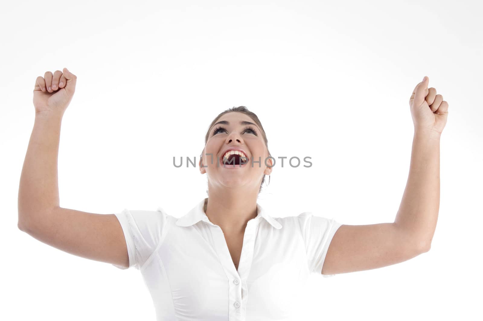 successful young woman on an isolated background