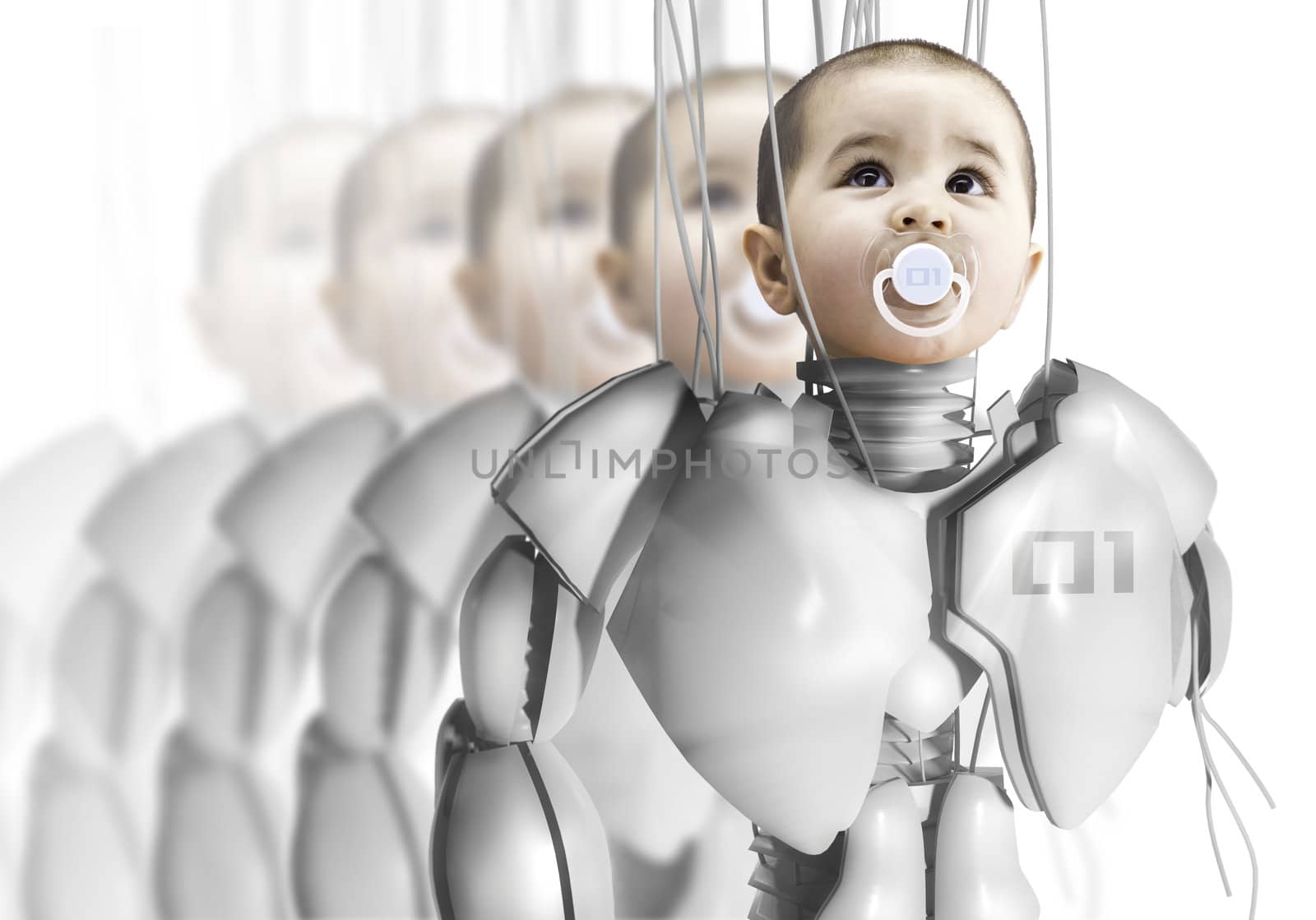 Child robot, creating clones, genetic engineering by FernandoCortes