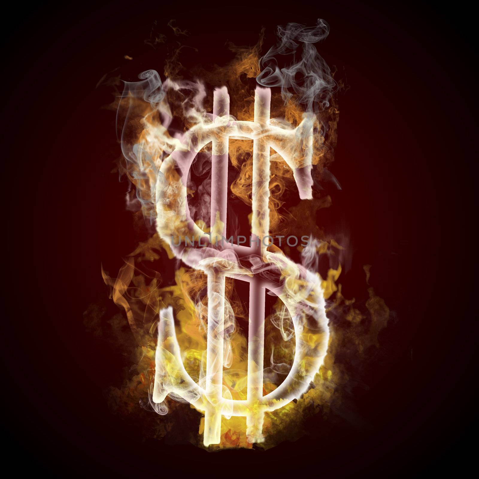 Dollar symbol burning, fire by FernandoCortes