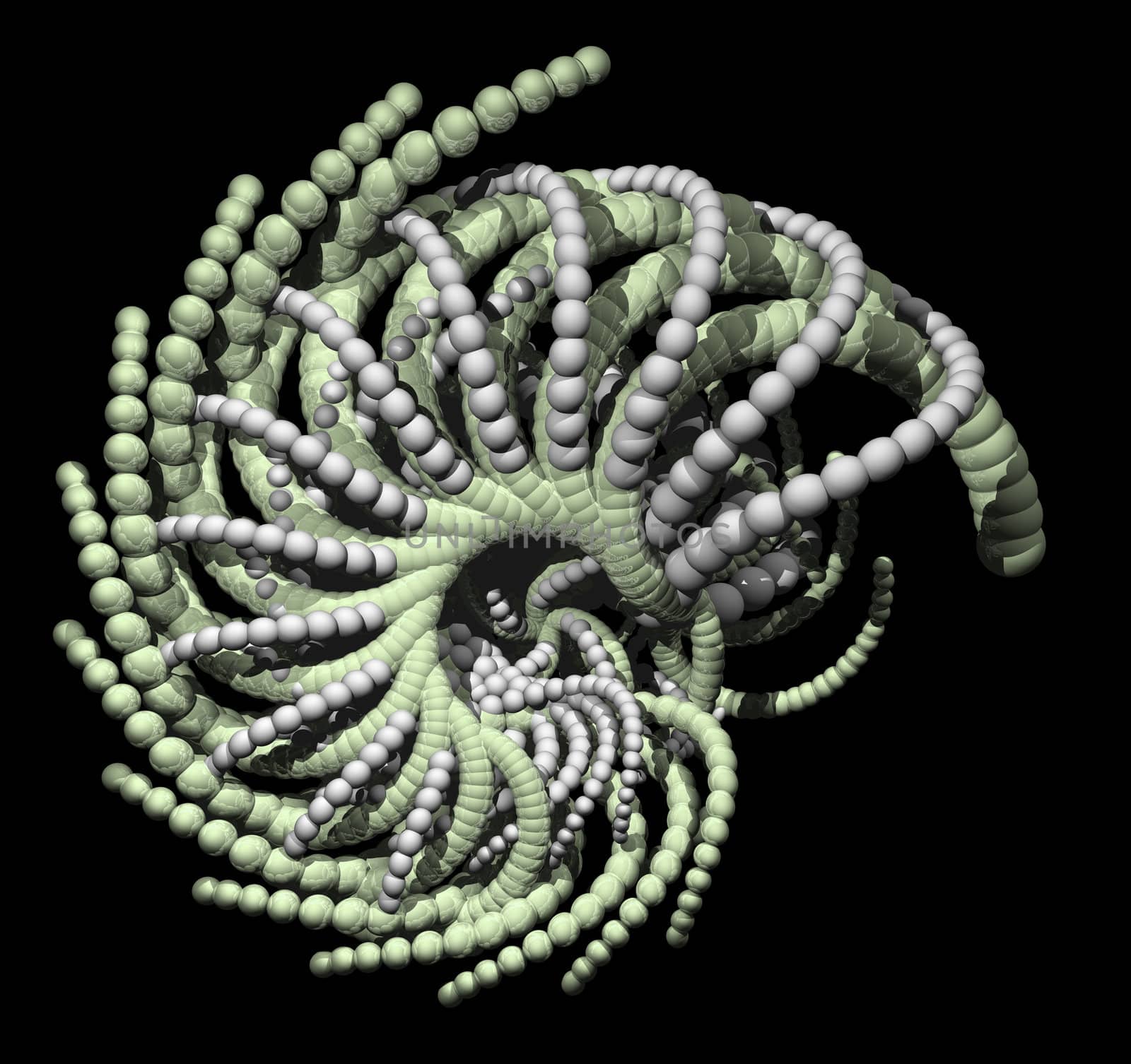 Abstract organic form on black background - 3d illustration