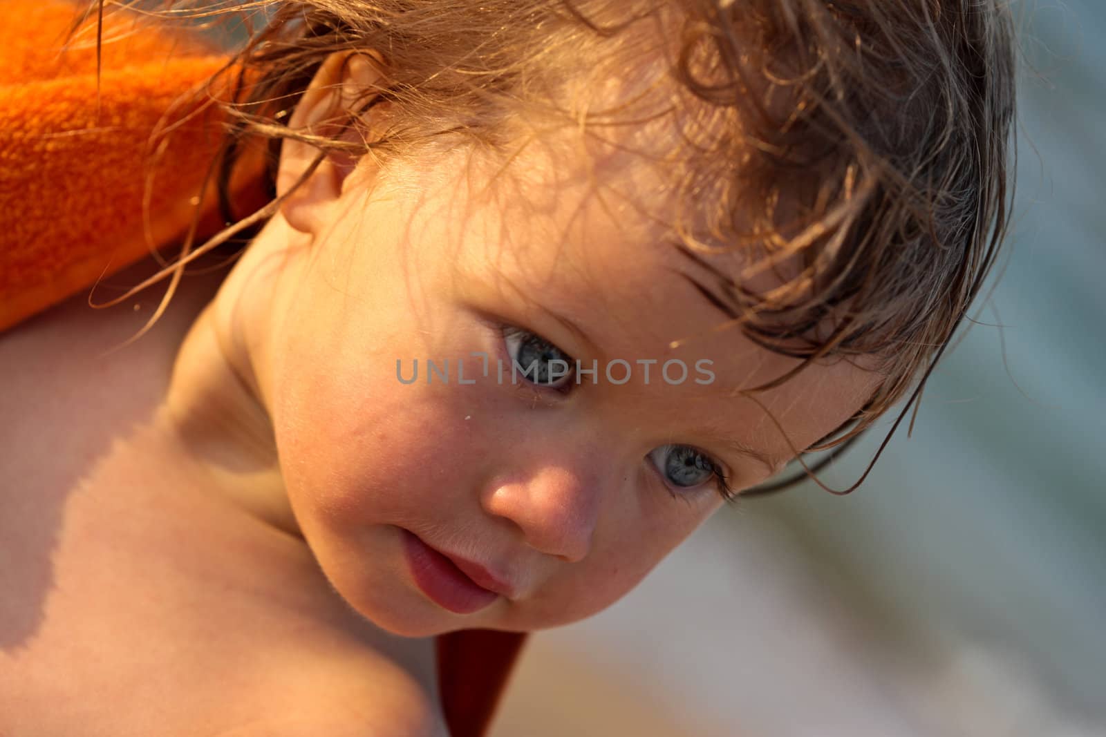 people series: little girl with wet hair portrait