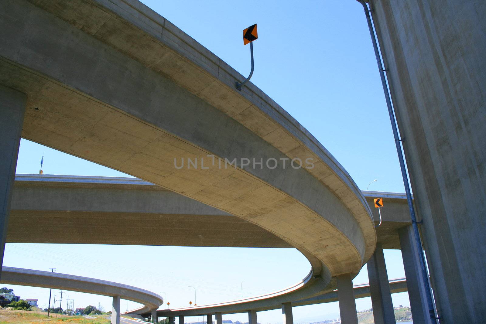 Close up of the empty freeway ramps.
