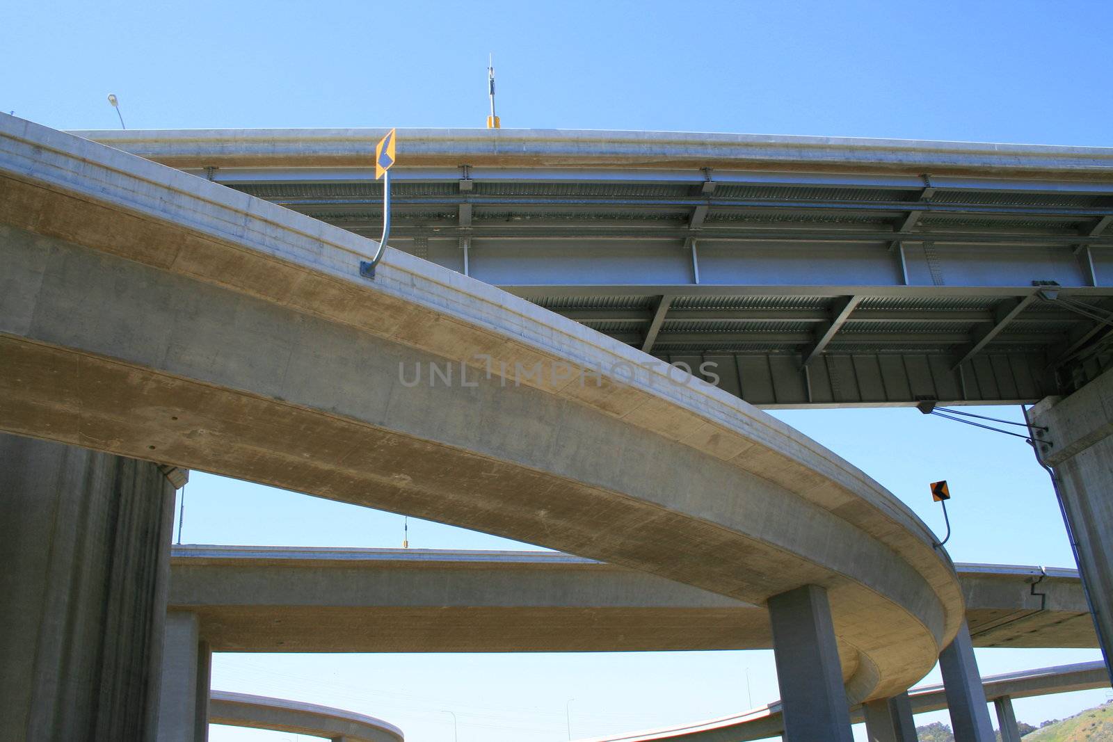 Close up of the empty freeway ramps.
