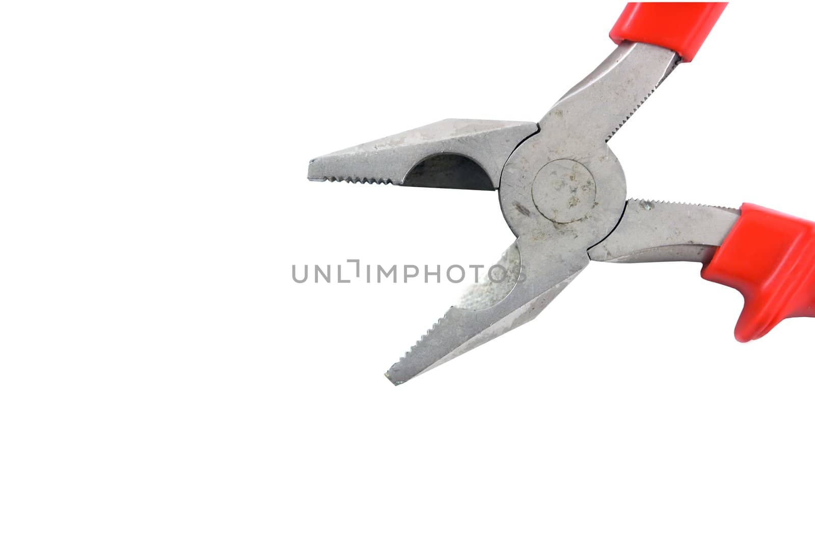 Pliers with red handle isolated on white background
