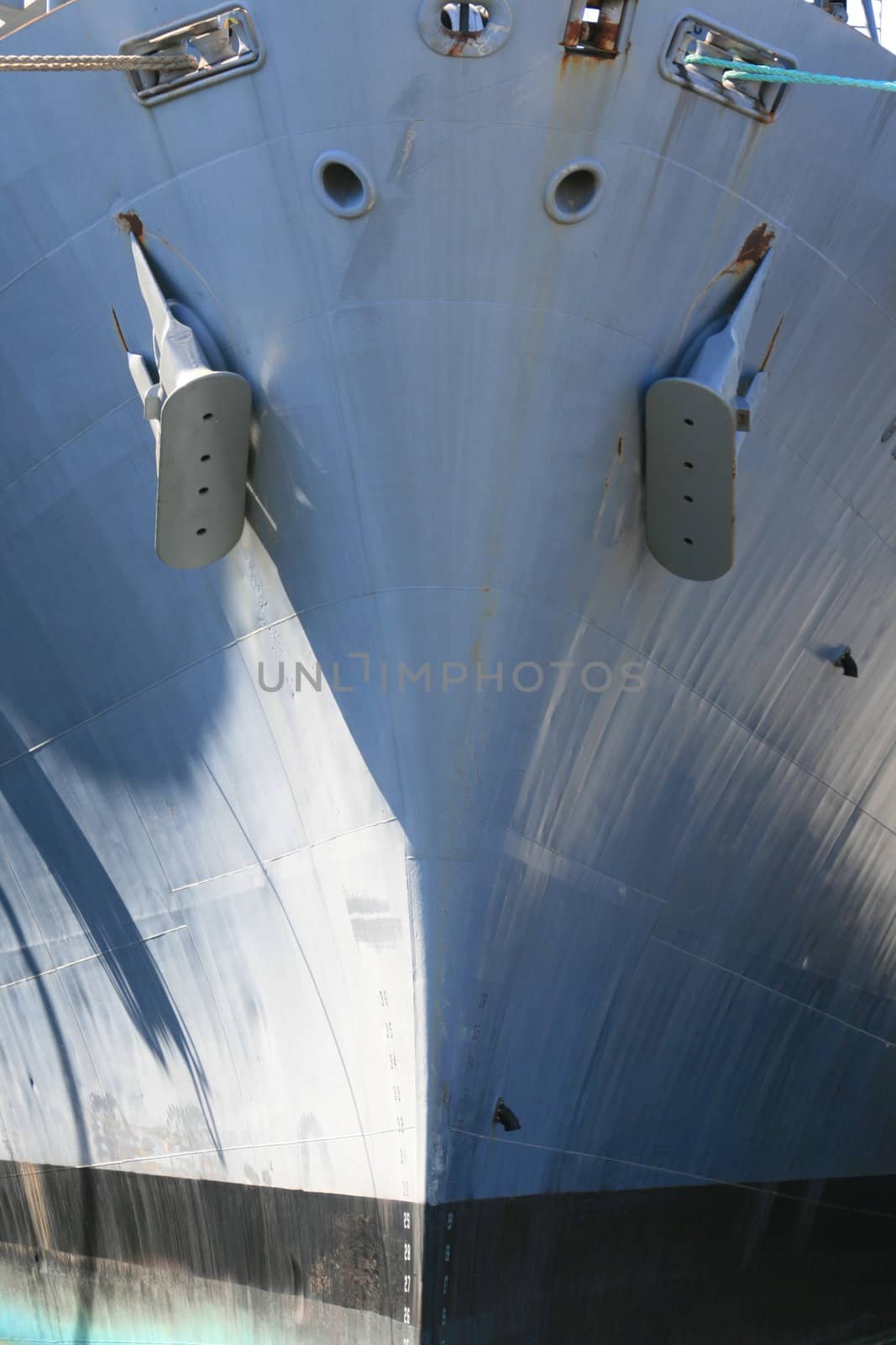 Close up of a front of a ship.
