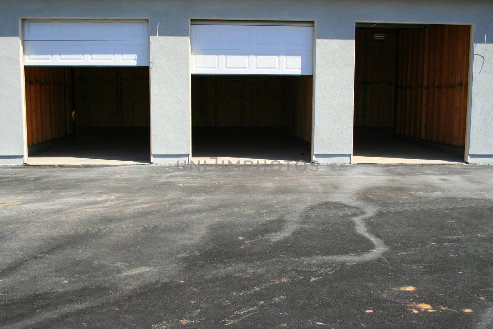 Close up of the garages under construction.