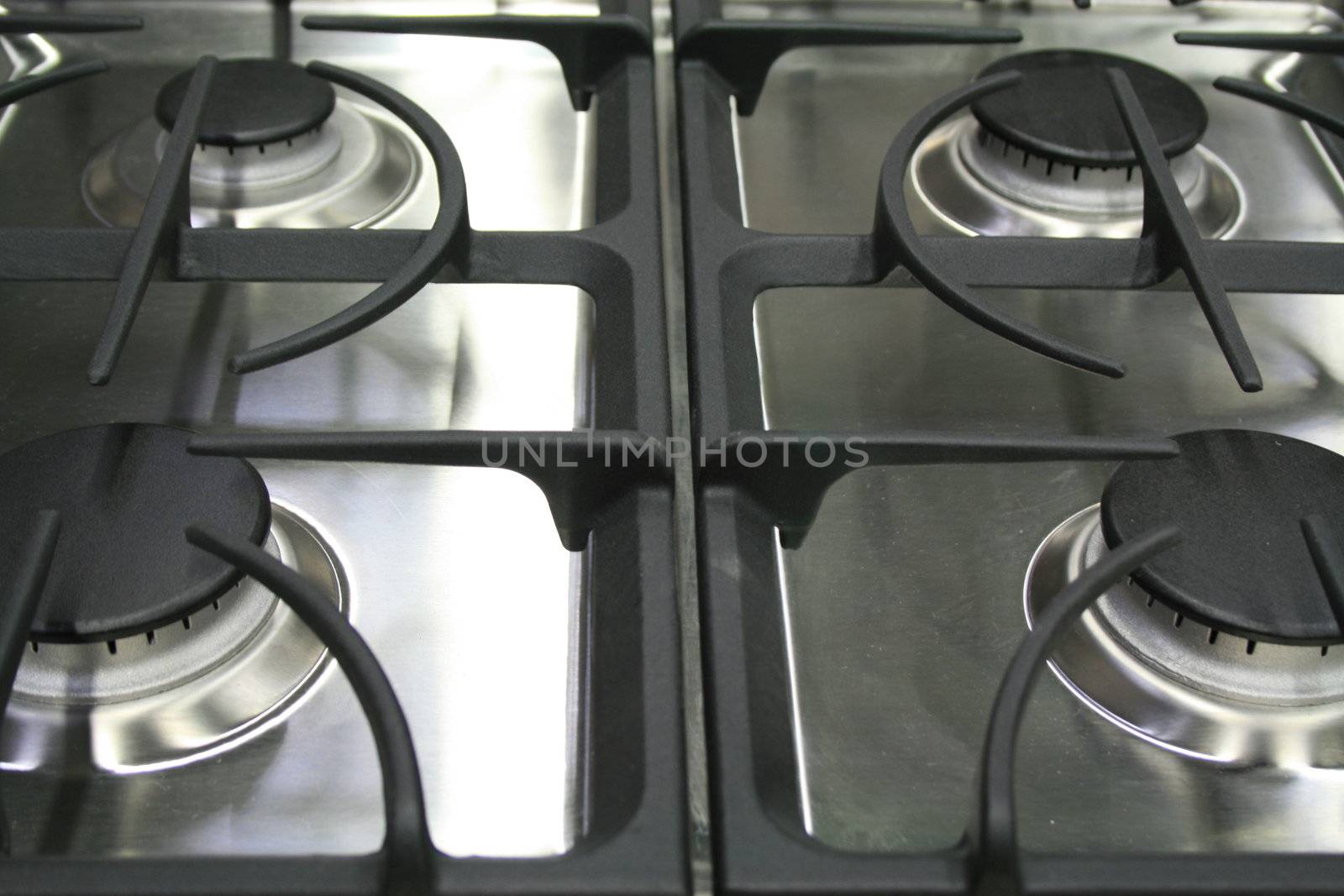 Close up of a new kitchen stove.
