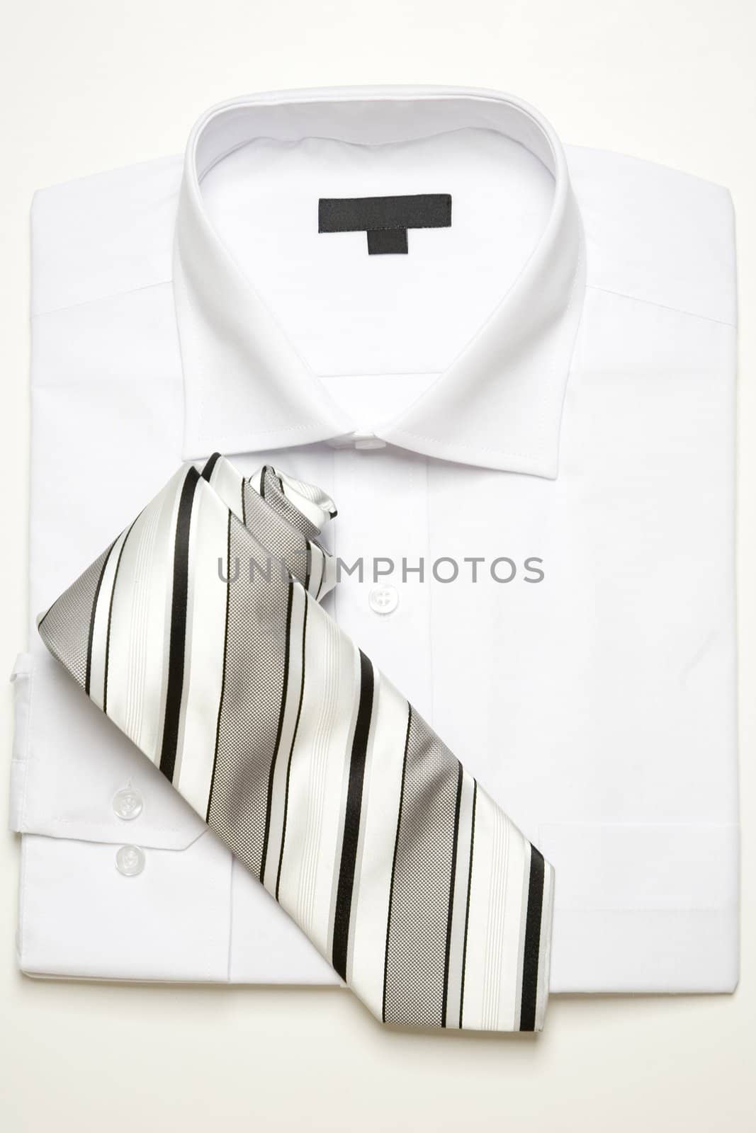 classic white shirt and striped tie, new shirt