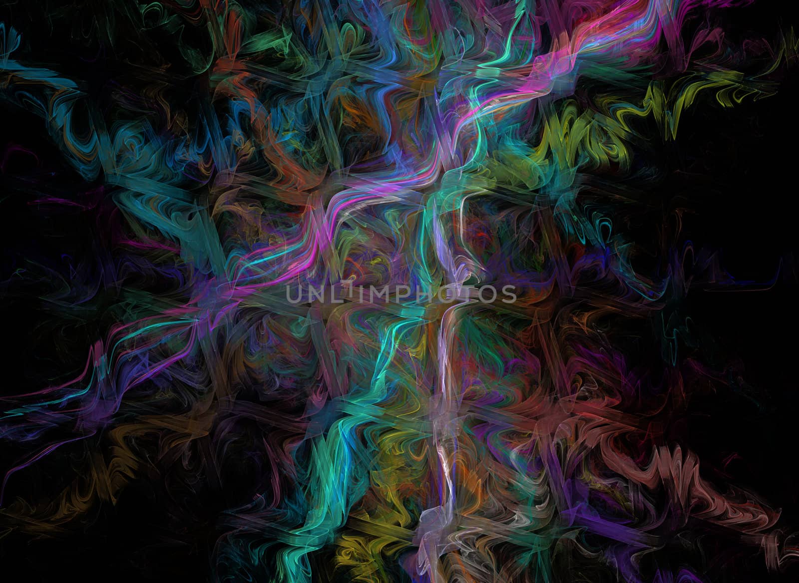 Black background with colorful shapes and abstract forms. by FernandoCortes