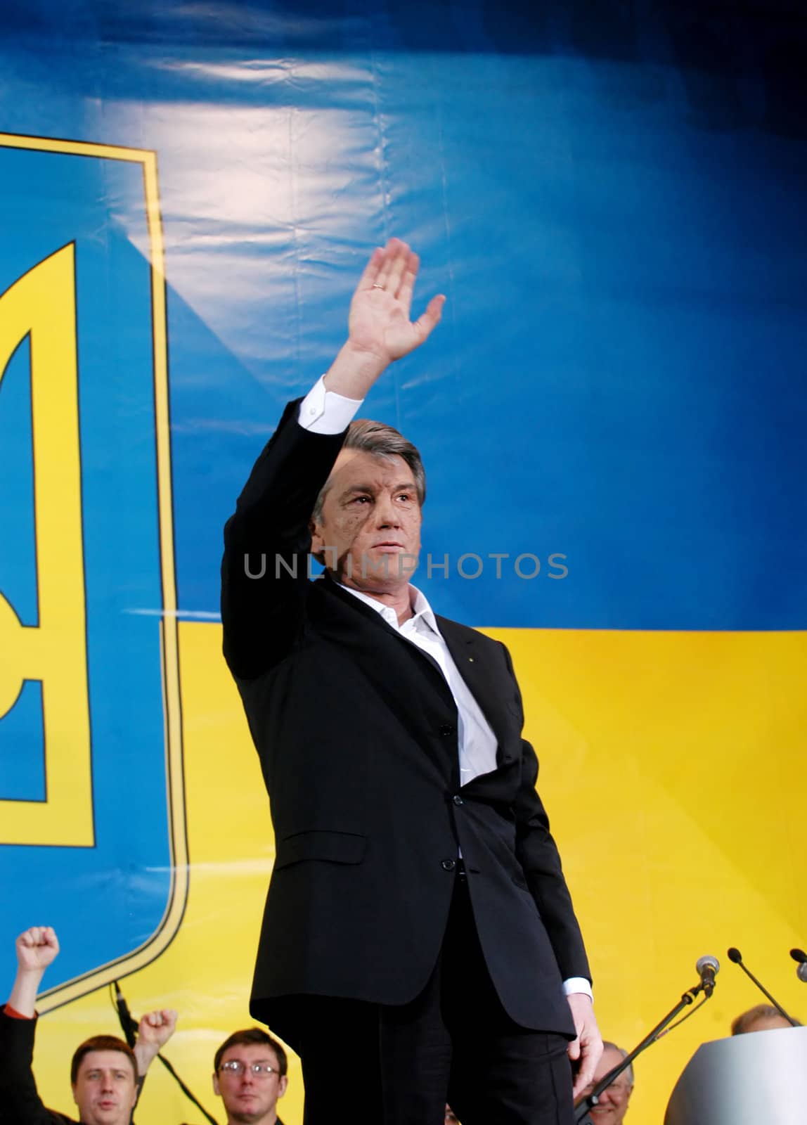  President of Ukraine Viktor Yushchenko at the meeting of united opposition forces in Kyiv April 28, 2007                                      