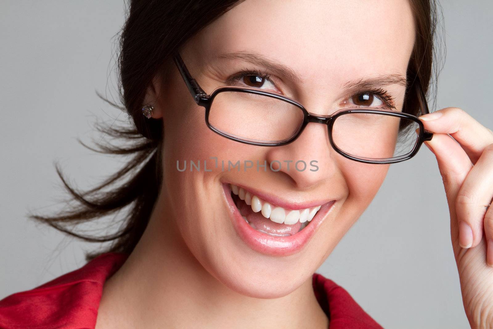 Beautiful smiling woman wearing glasses
