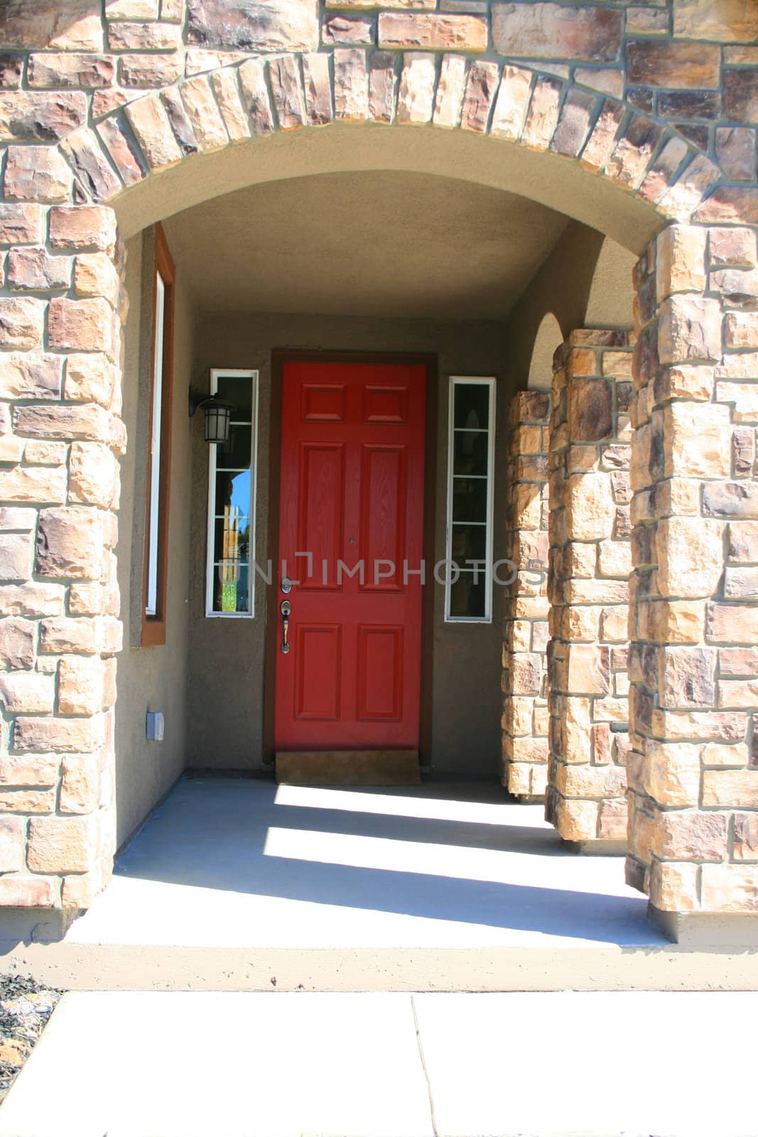 Close up of an entrance of a brand new house.
