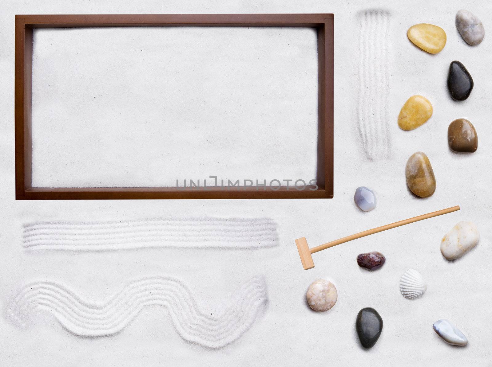 A do it yourself background for zen cart - move the rocks and sand around in the box and create your own zen garden