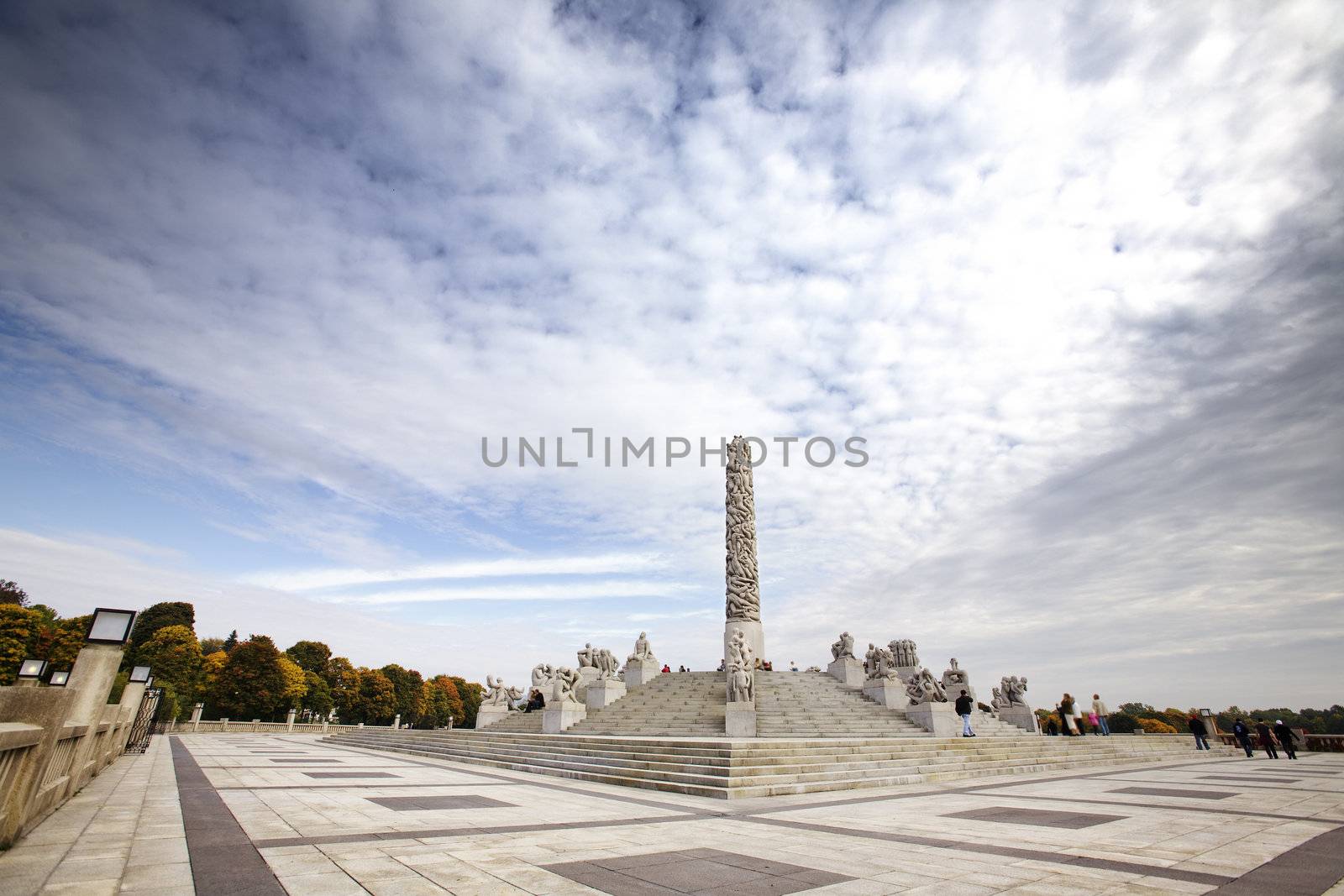 A wide view of the statue park in Oslo Norway, Vigelandsparken