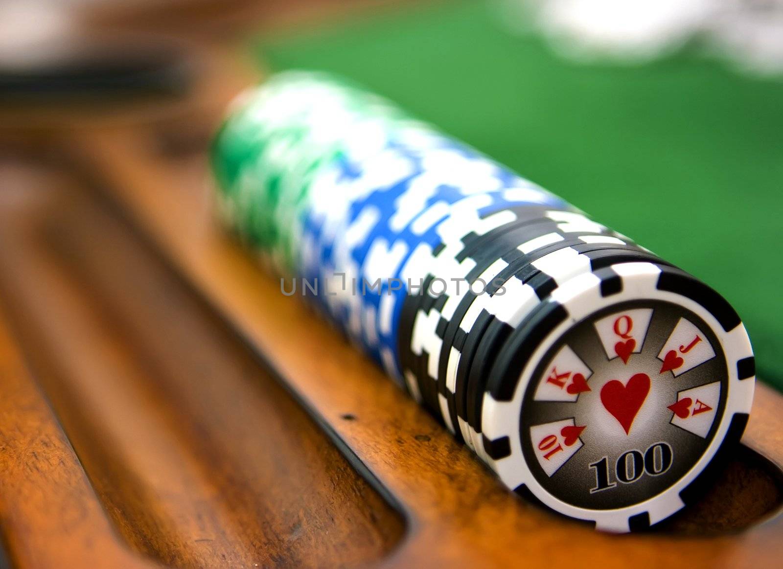 Poker table with chips