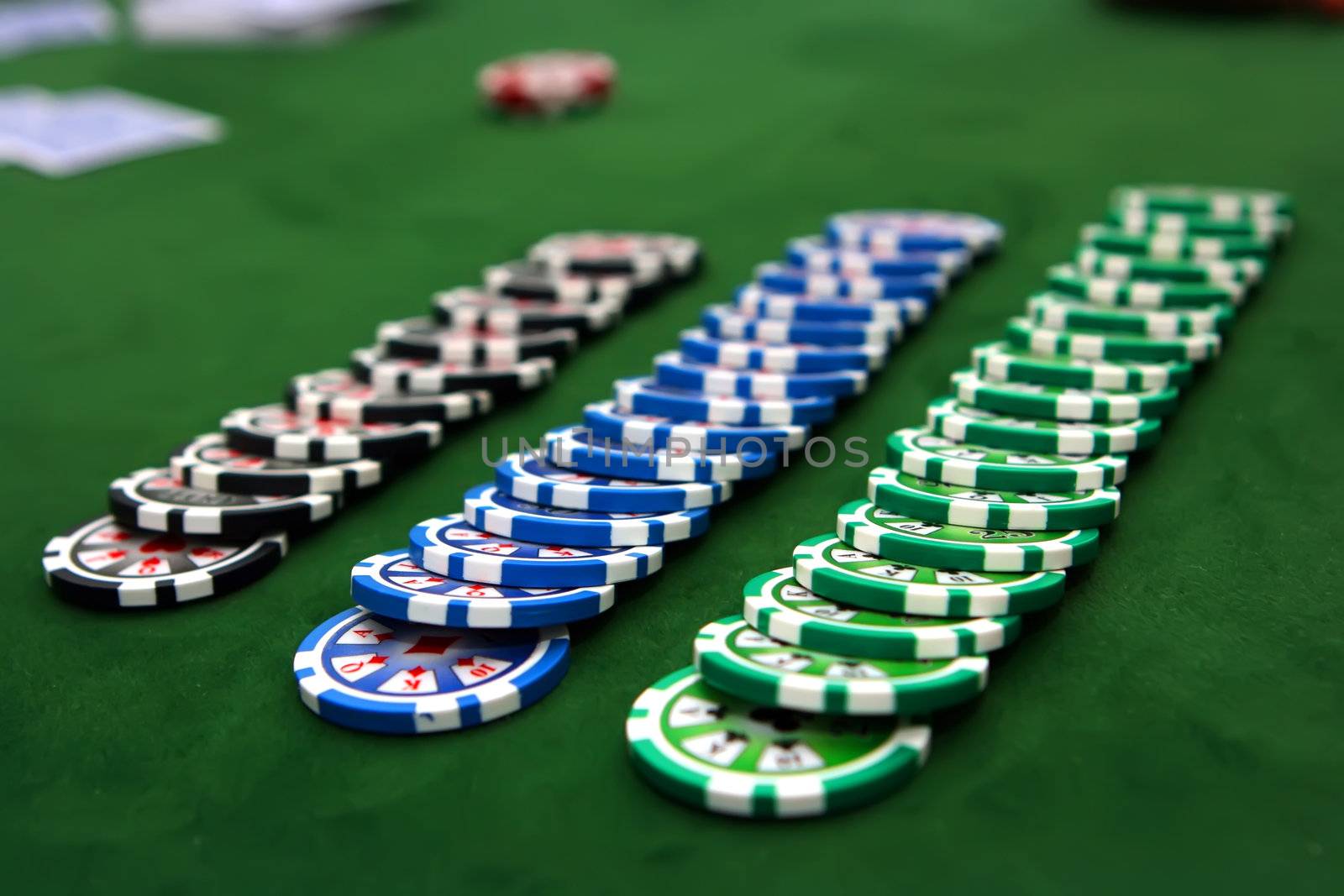 Poker table with chips