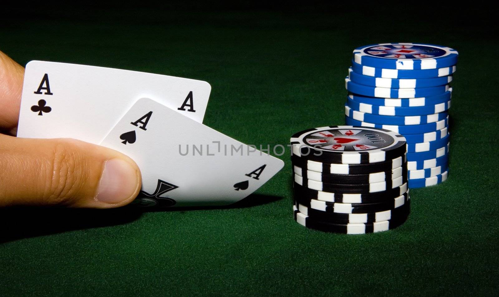 Aces and chips on the table