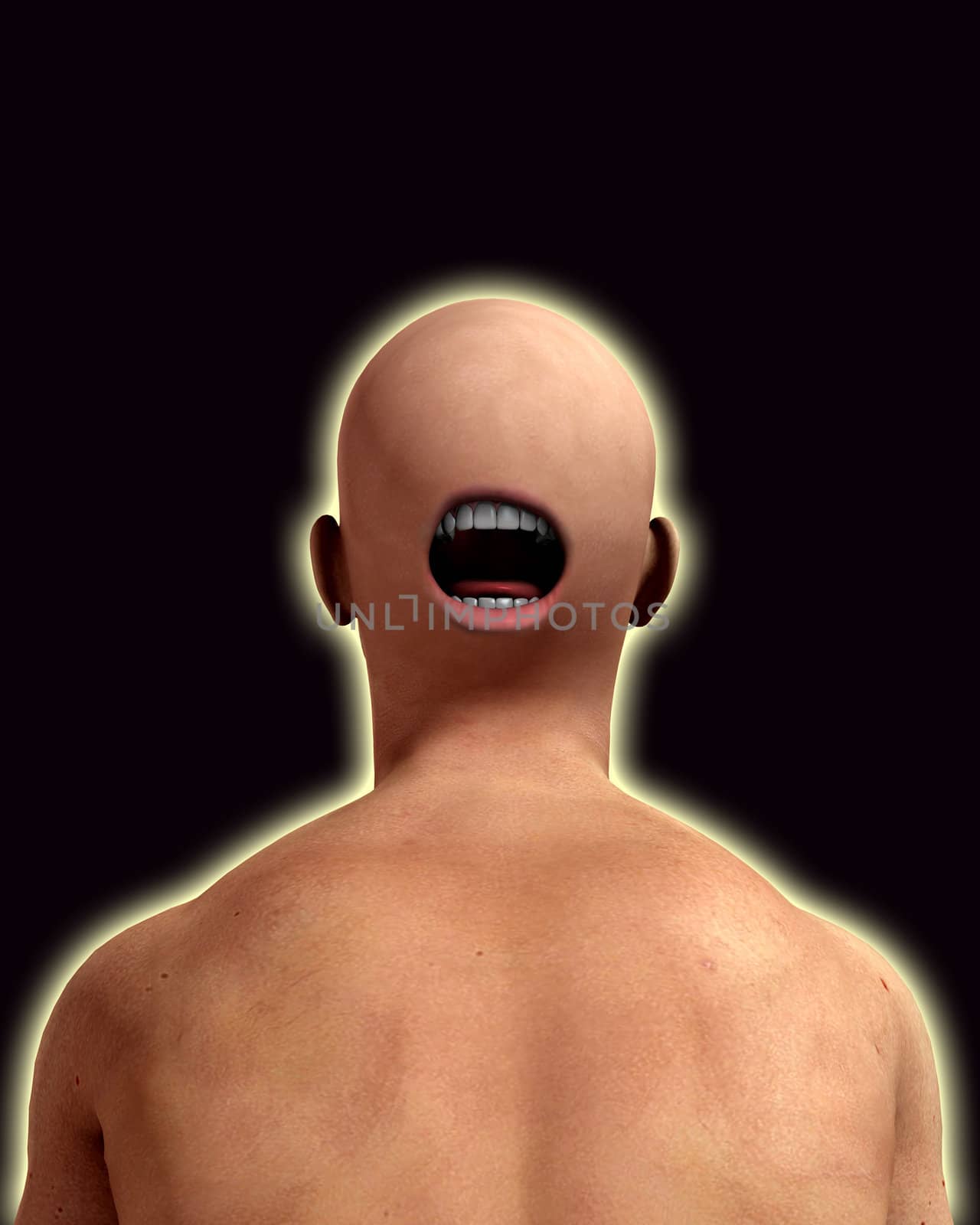 A conceptual nightmarish abstract image of a freaky man, suitable for Halloween.