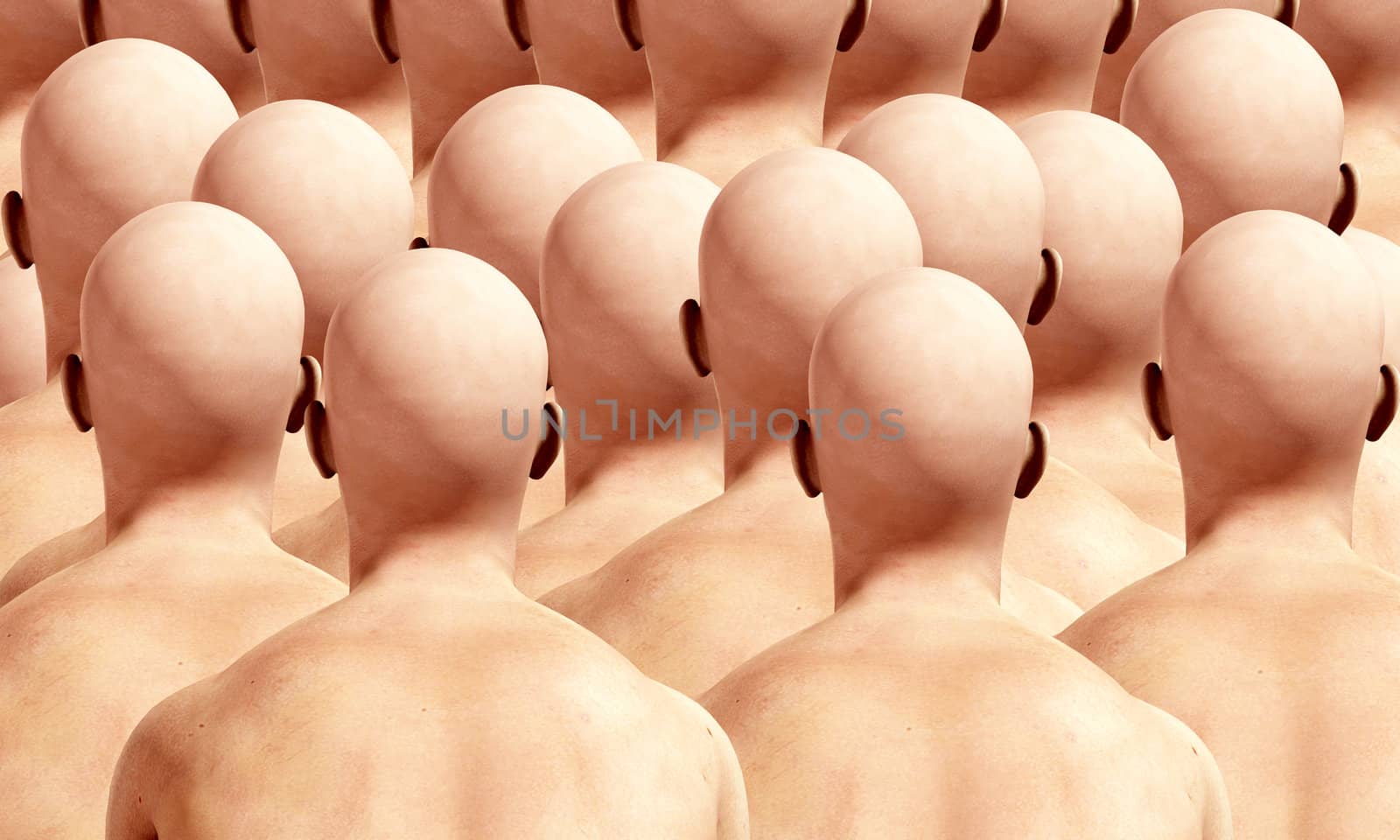
A lot of duplicated male backs, suitable for conformity concepts