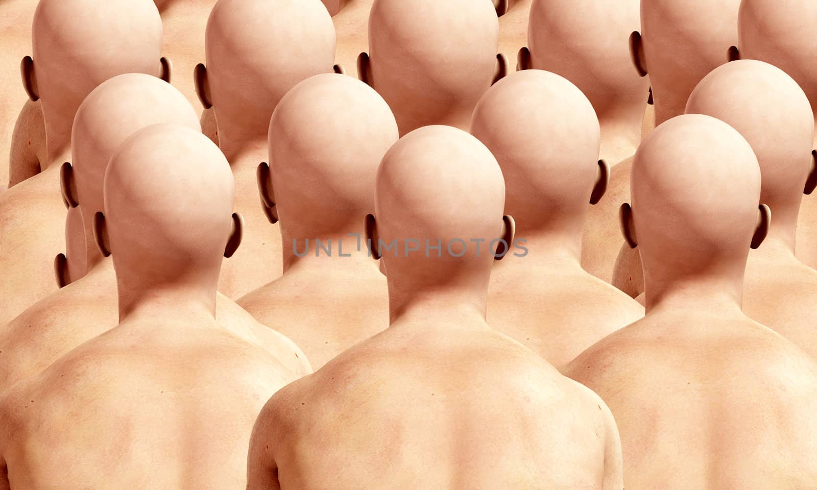 
A lot of duplicated male backs, suitable for conformity concepts