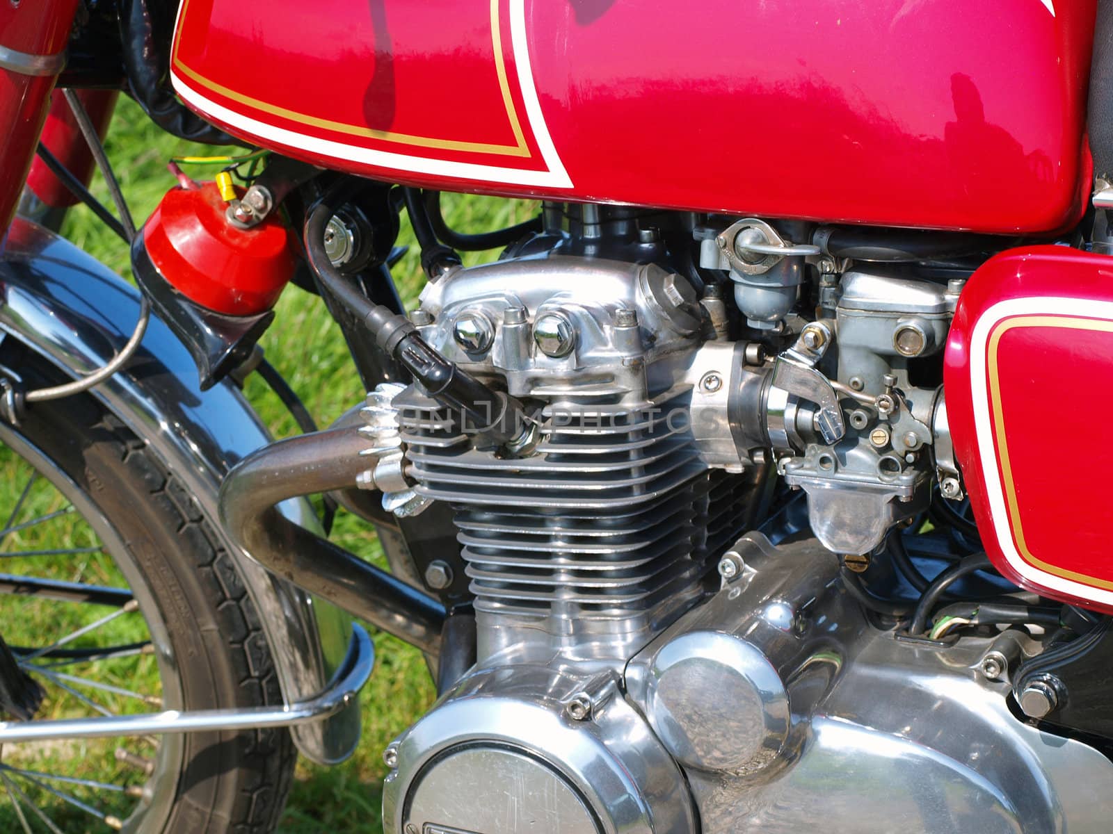 Vintage classic motorcycle in close view