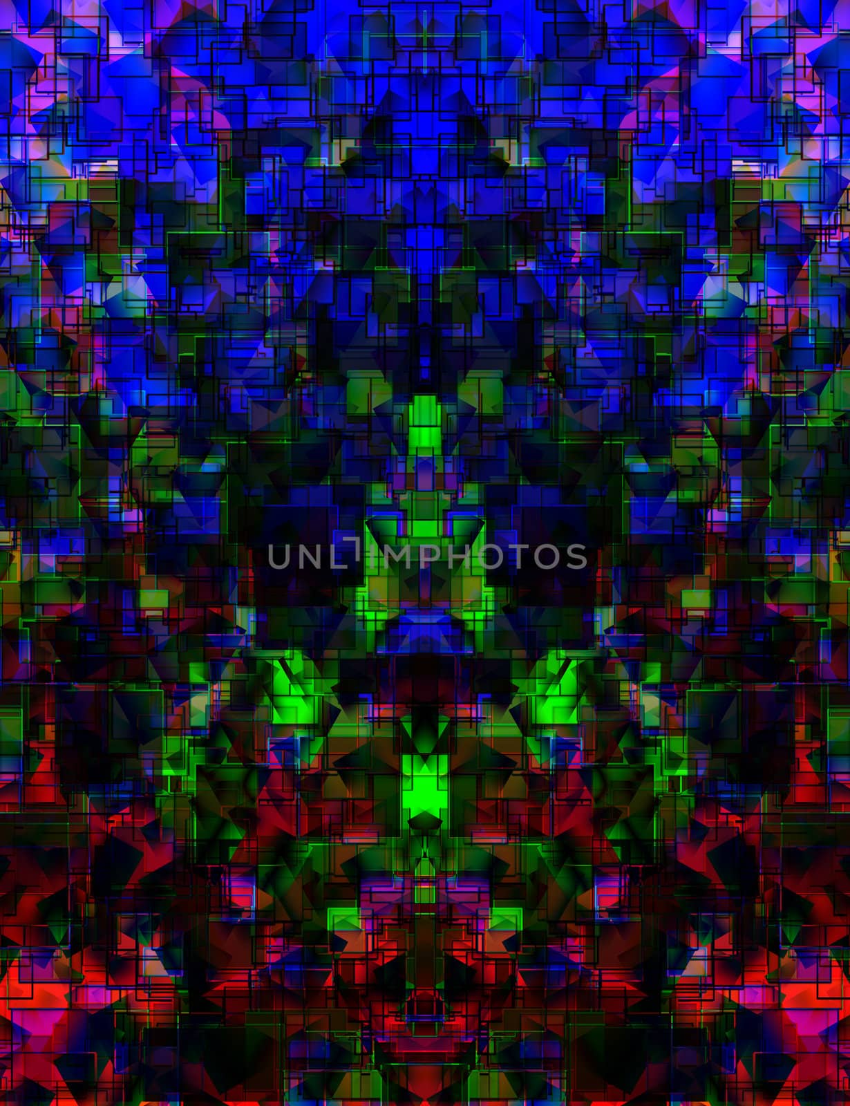 A abstract background made out of colour and square shapes.