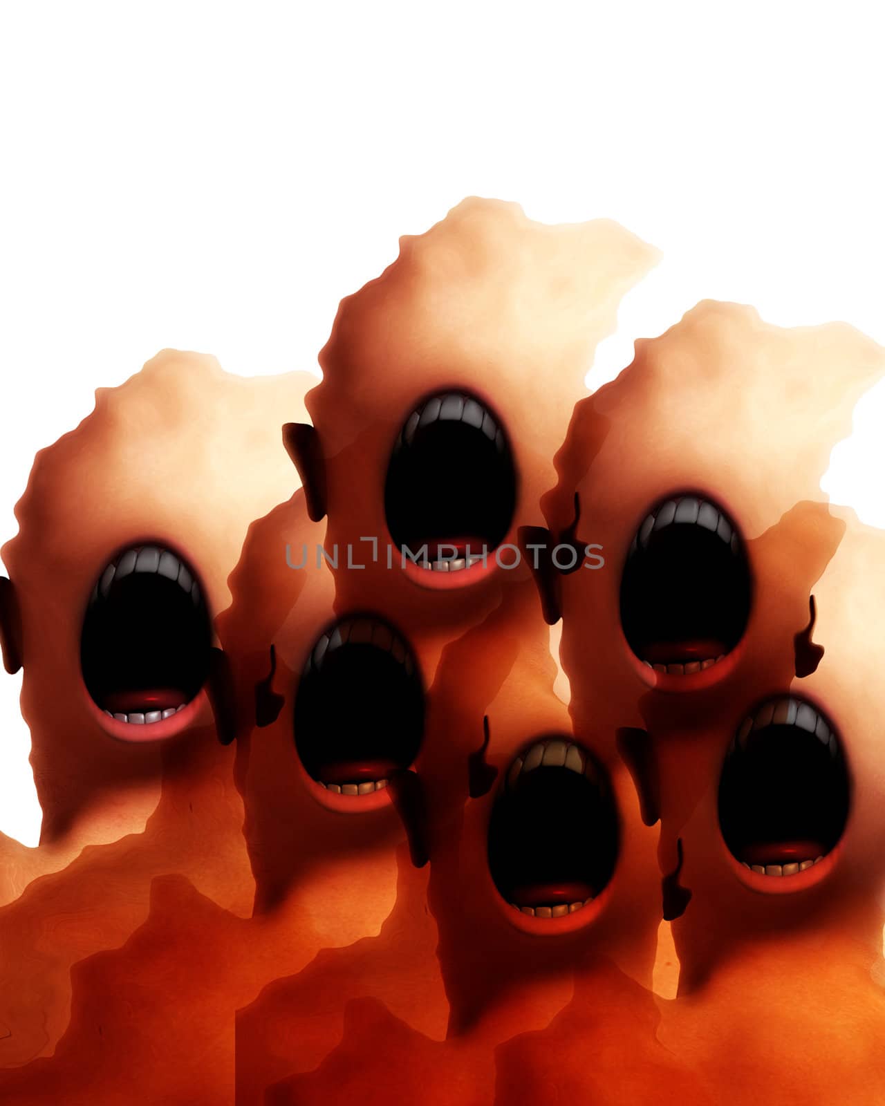 A conceptual nightmarish abstract screaming distorted monsters, suitable for Halloween.