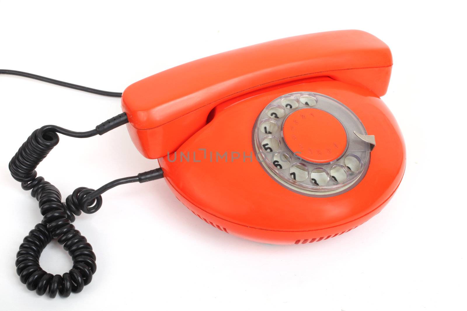 old phone orange on a white background