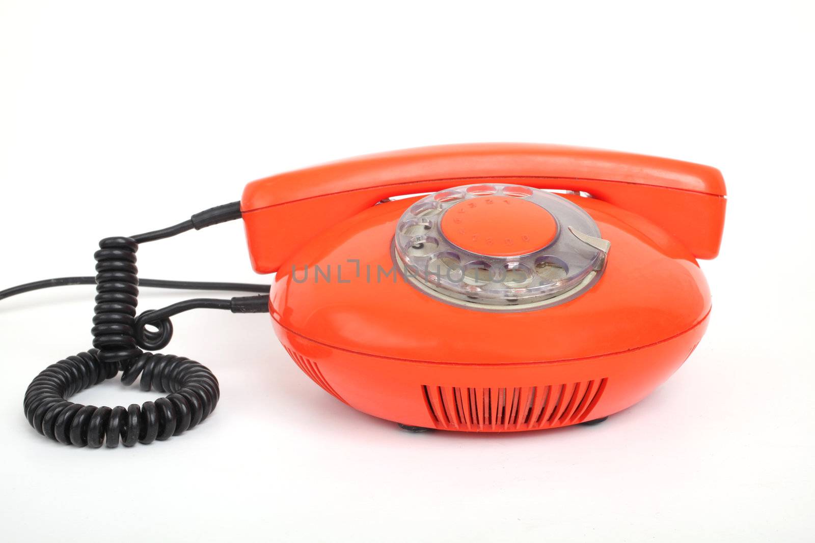 old phone orange on a white background