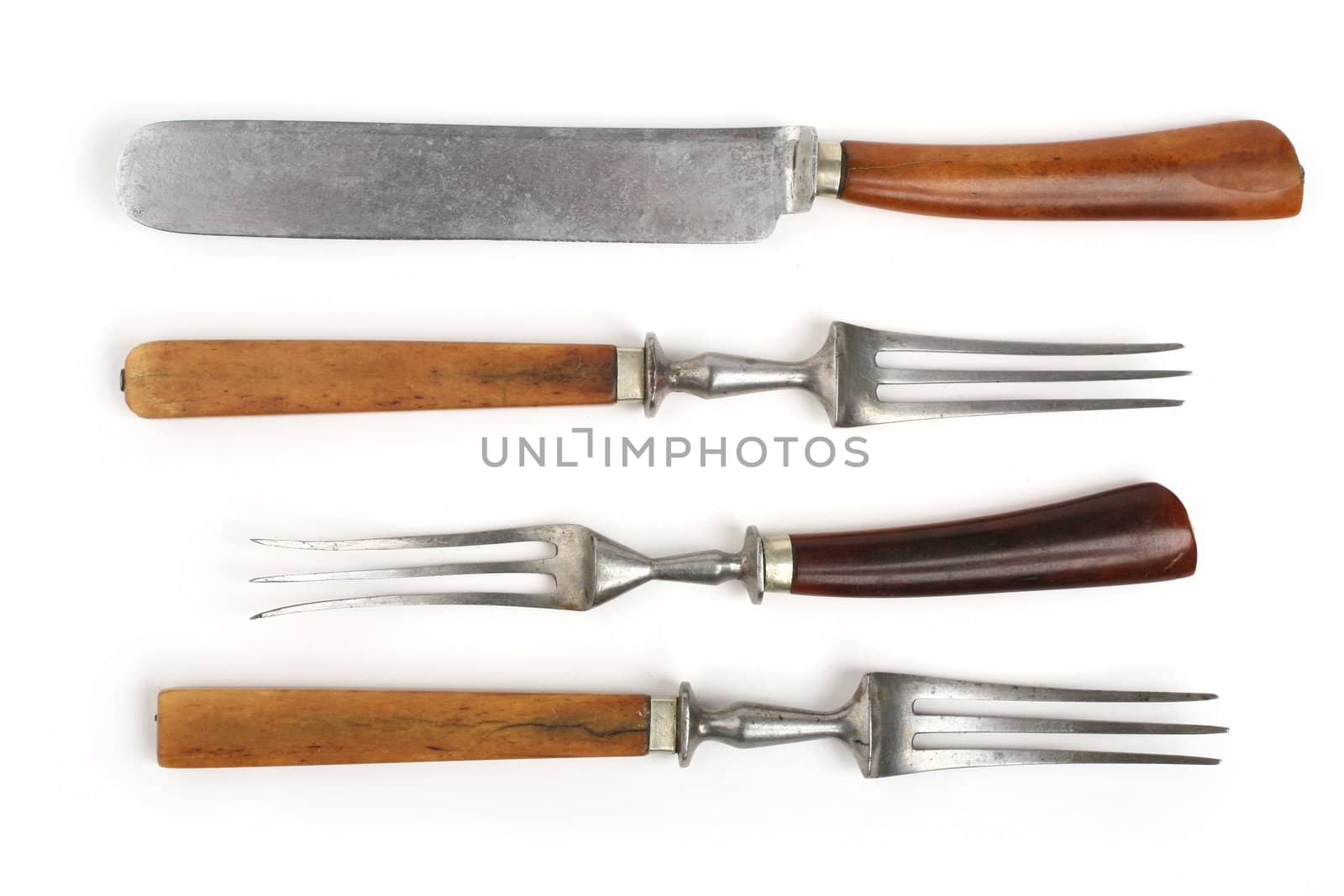 antique cutlery, fork and knife  by skutin