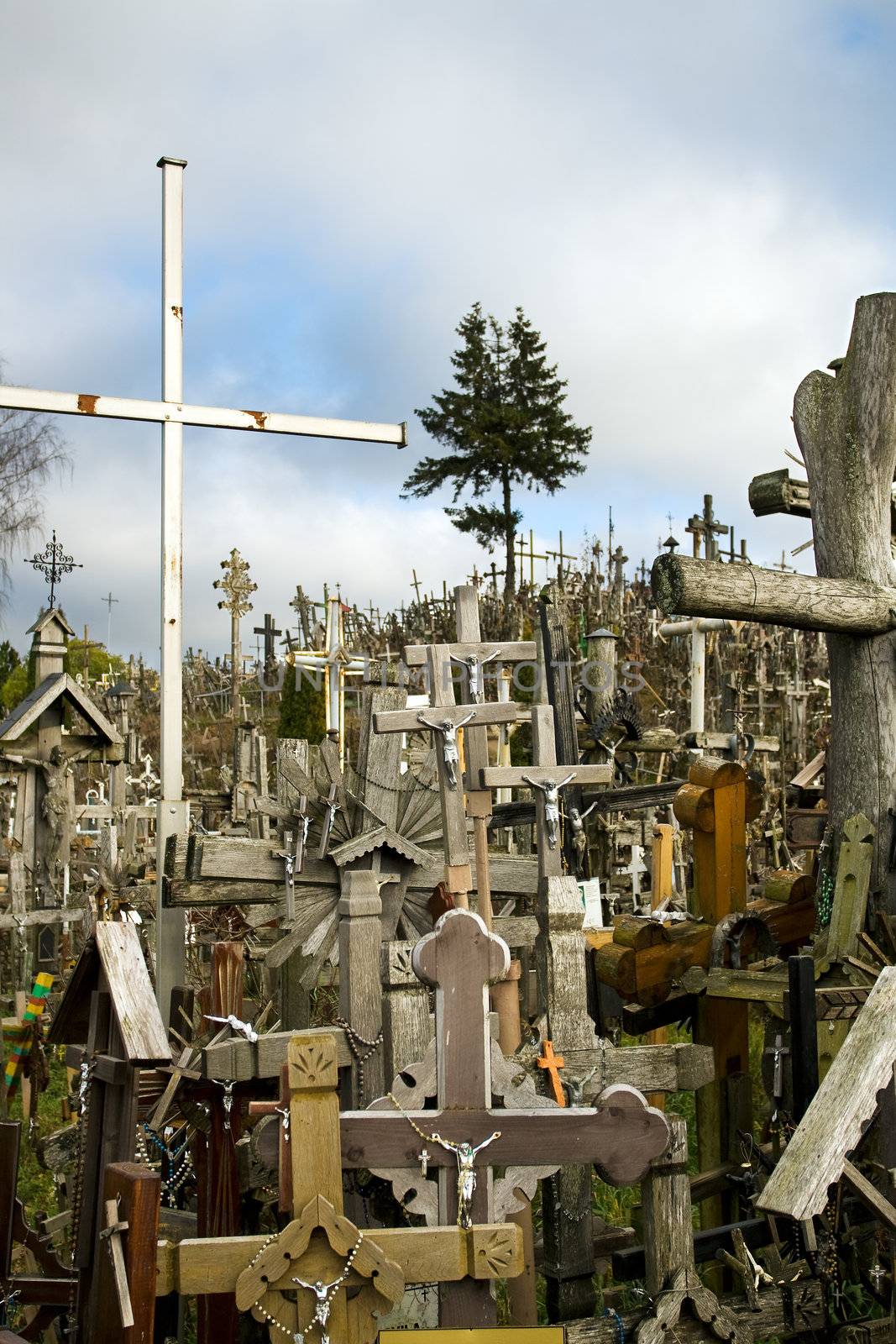 The Hill of Crosses is a site of pilgrimage near the city of Siauliai, in Lithuania, Europe