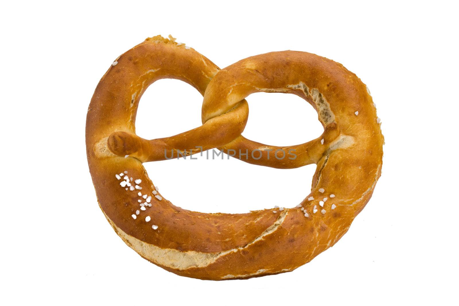 bavarian pretzel isolated on white background by bernjuer