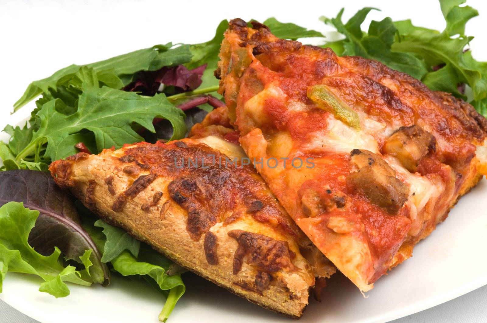 Homemade Pizza and Salad by billberryphotography