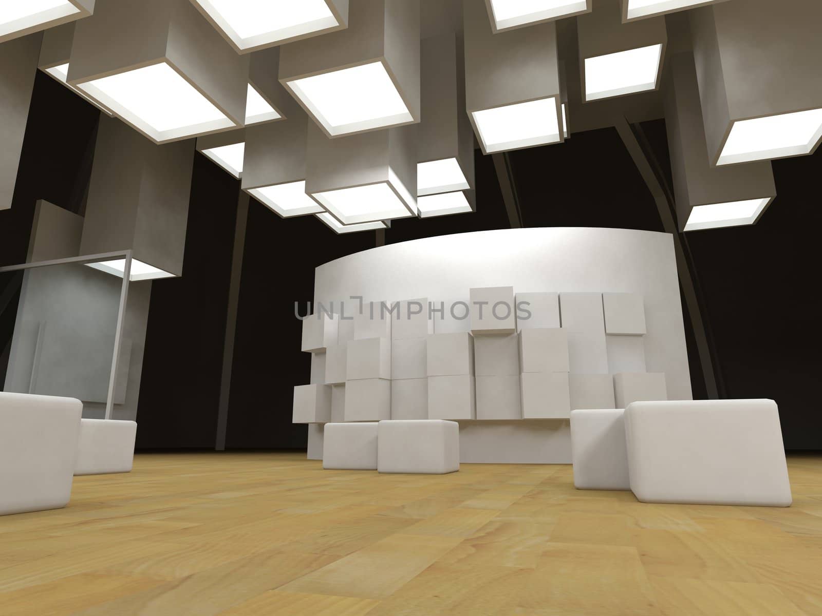 Art gallery with blank frames, modern building, conceptual archi by FernandoCortes