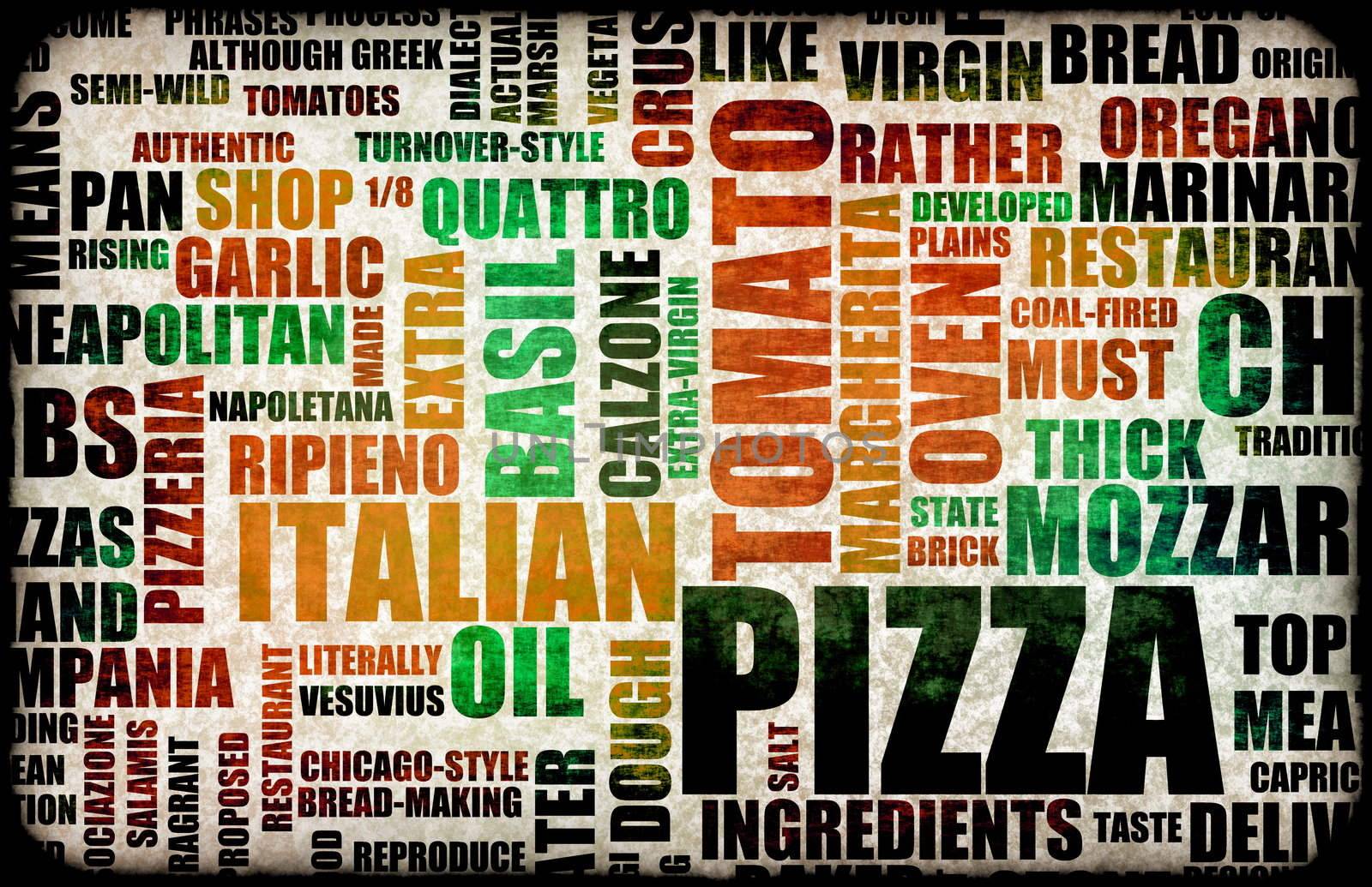 Pizza Menu as Concept Background with Toppings