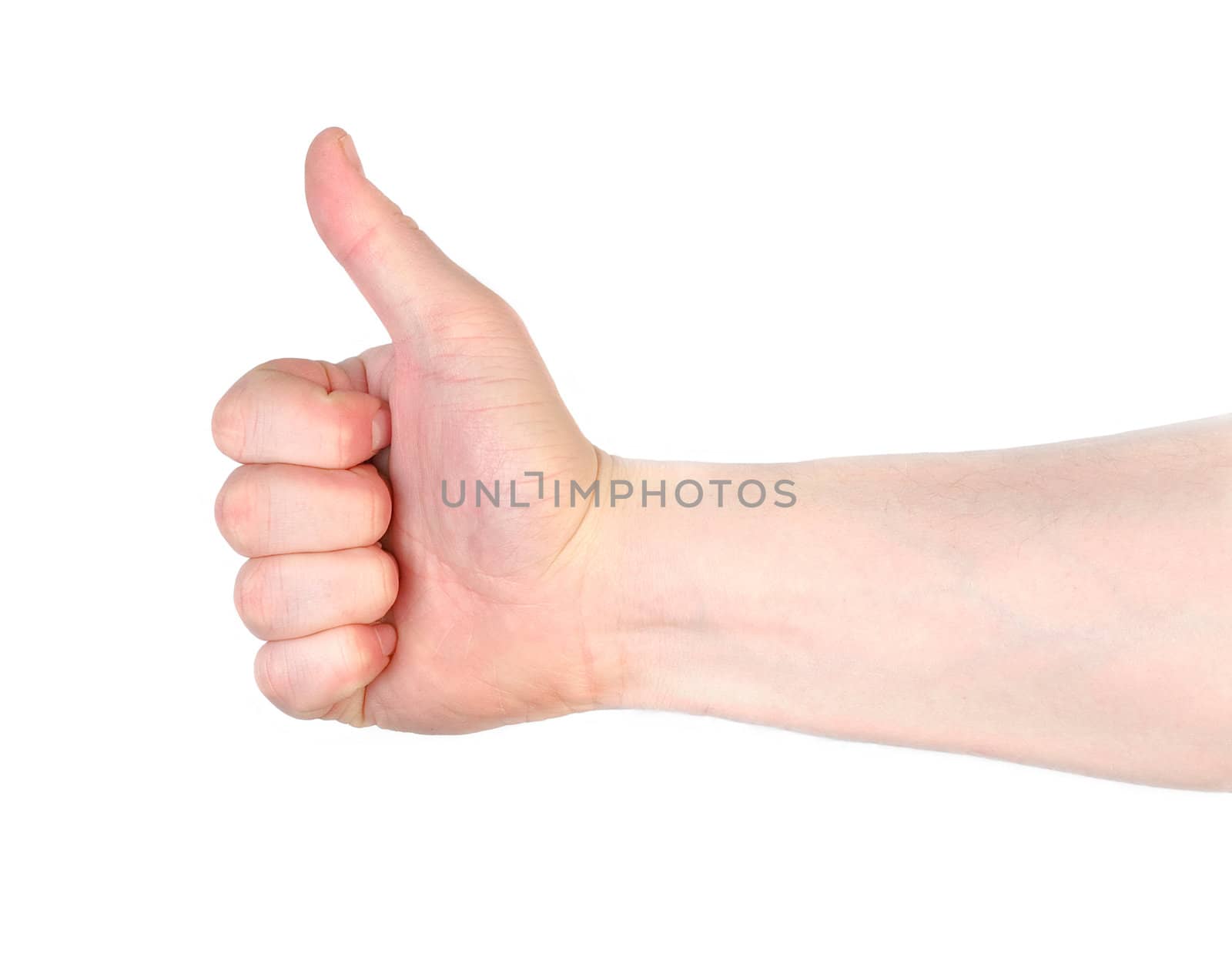 Thumbs Up Hand sign isolated on white